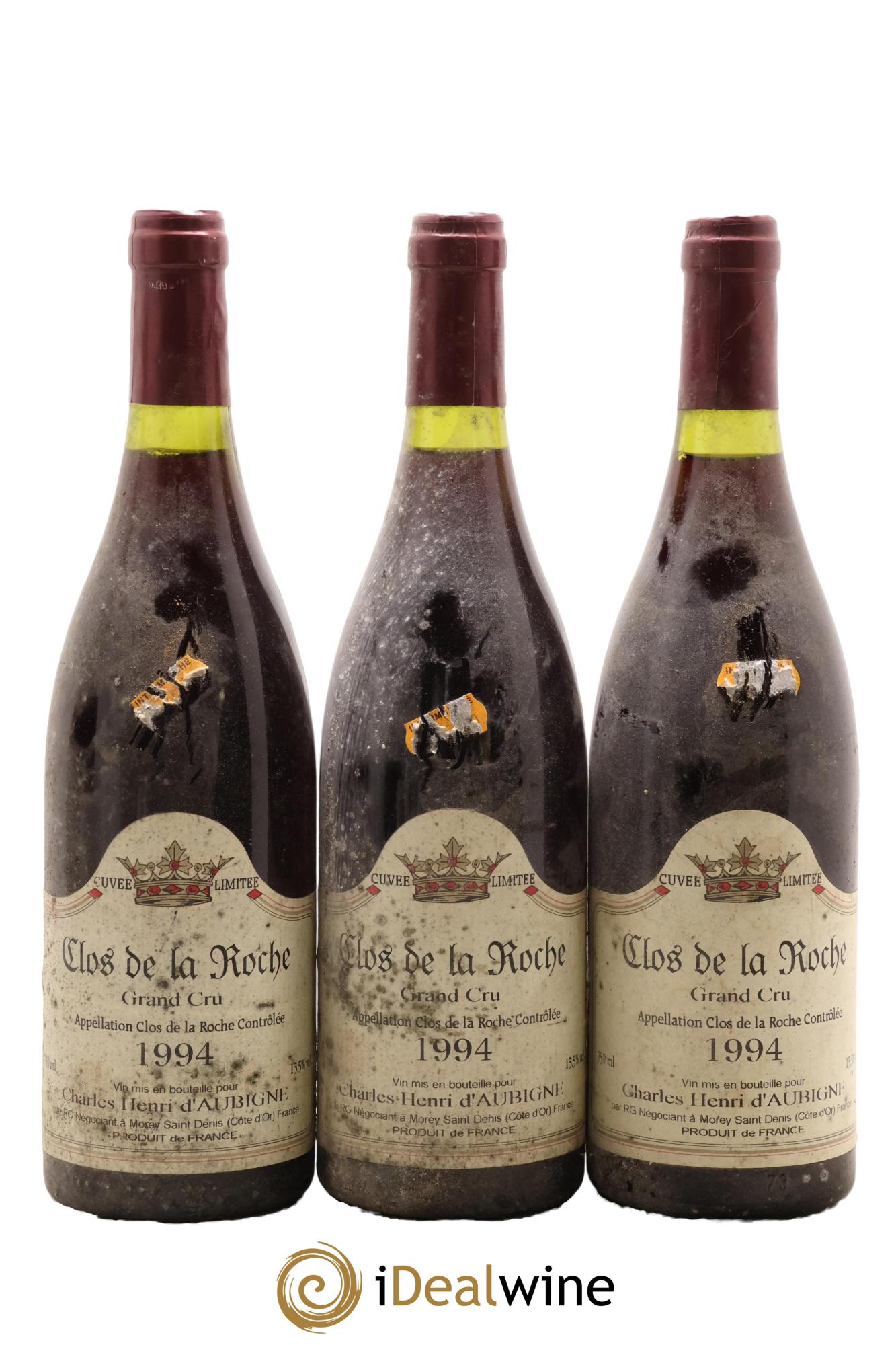 Clos de la Roche Grand Cru Charles Henri d'Aubigne 1994 - Lot de 3 bouteilles - 0
