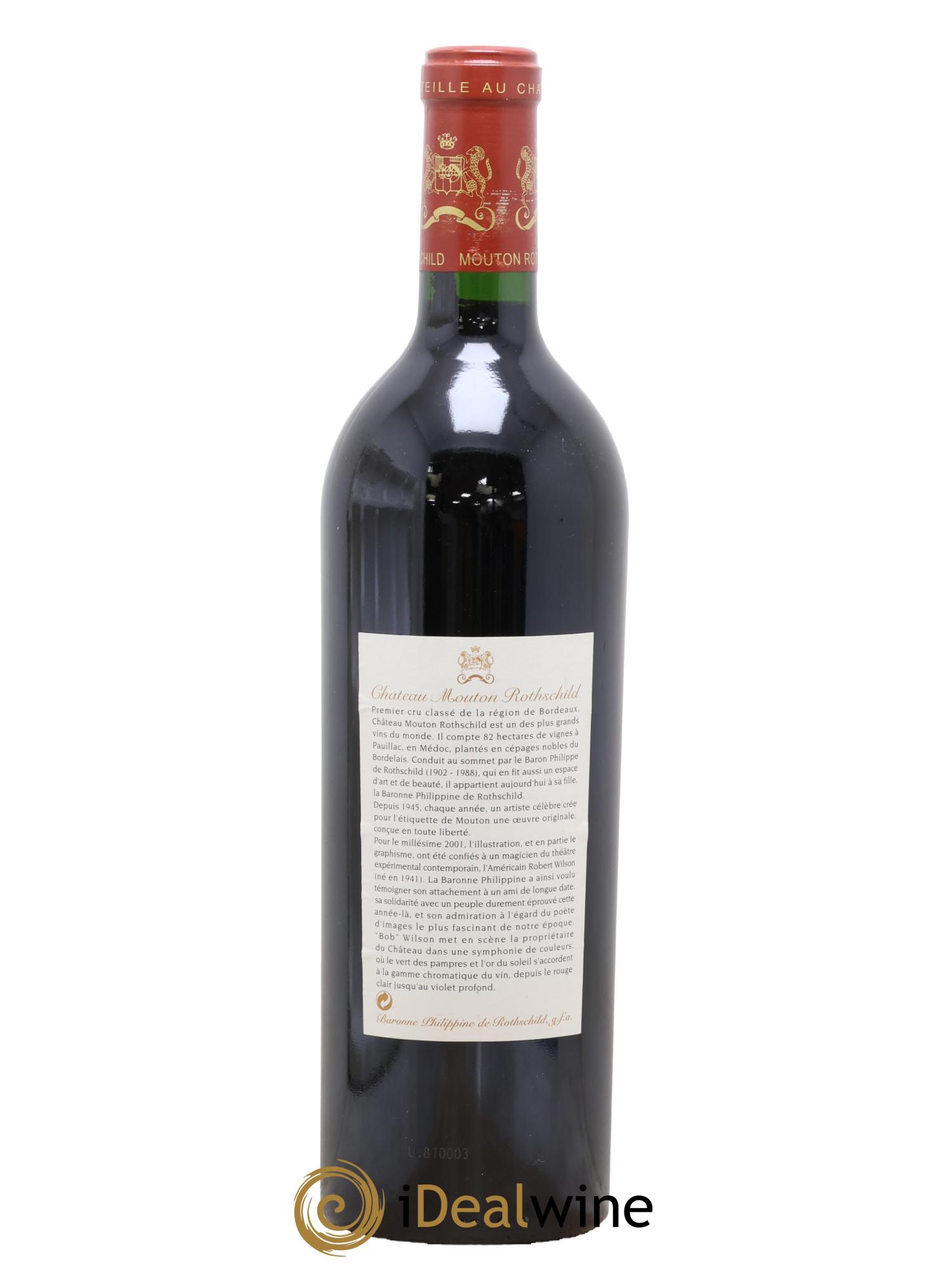Château Mouton Rothschild 1er Grand Cru Classé 2001 - Lot de 1 bouteille - 1