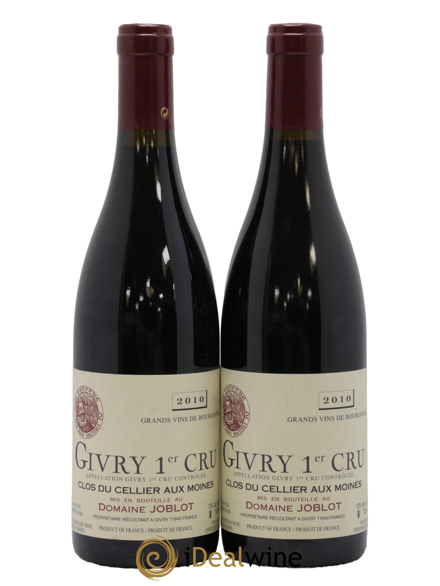 Givry 1er Cru Clos du Cellier aux Moines Joblot (Domaine) 2010 - Lot de 2 bouteilles - 0