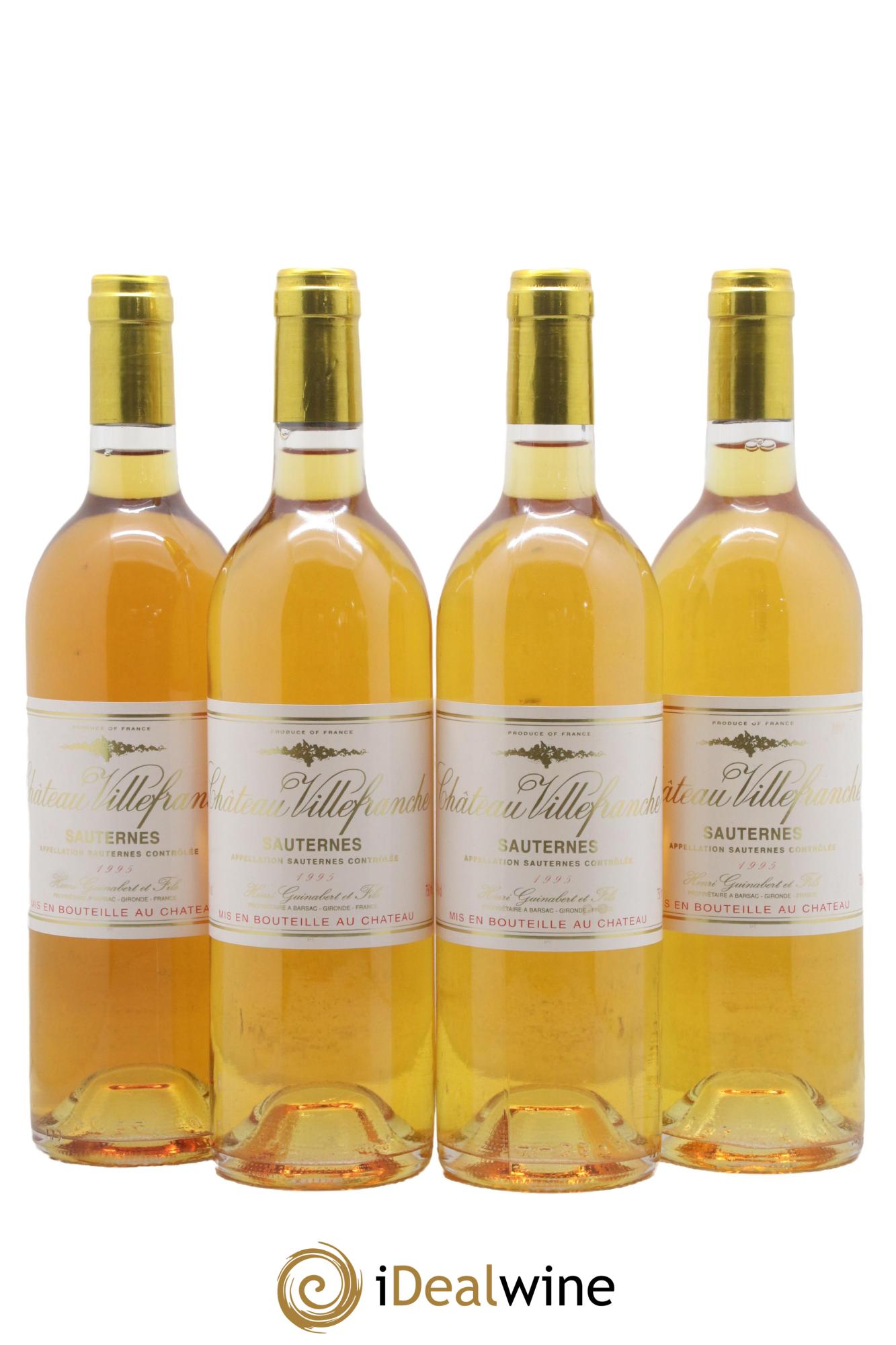 Sauternes Château Villefranche 1995 - Posten von 4 Flaschen - 0
