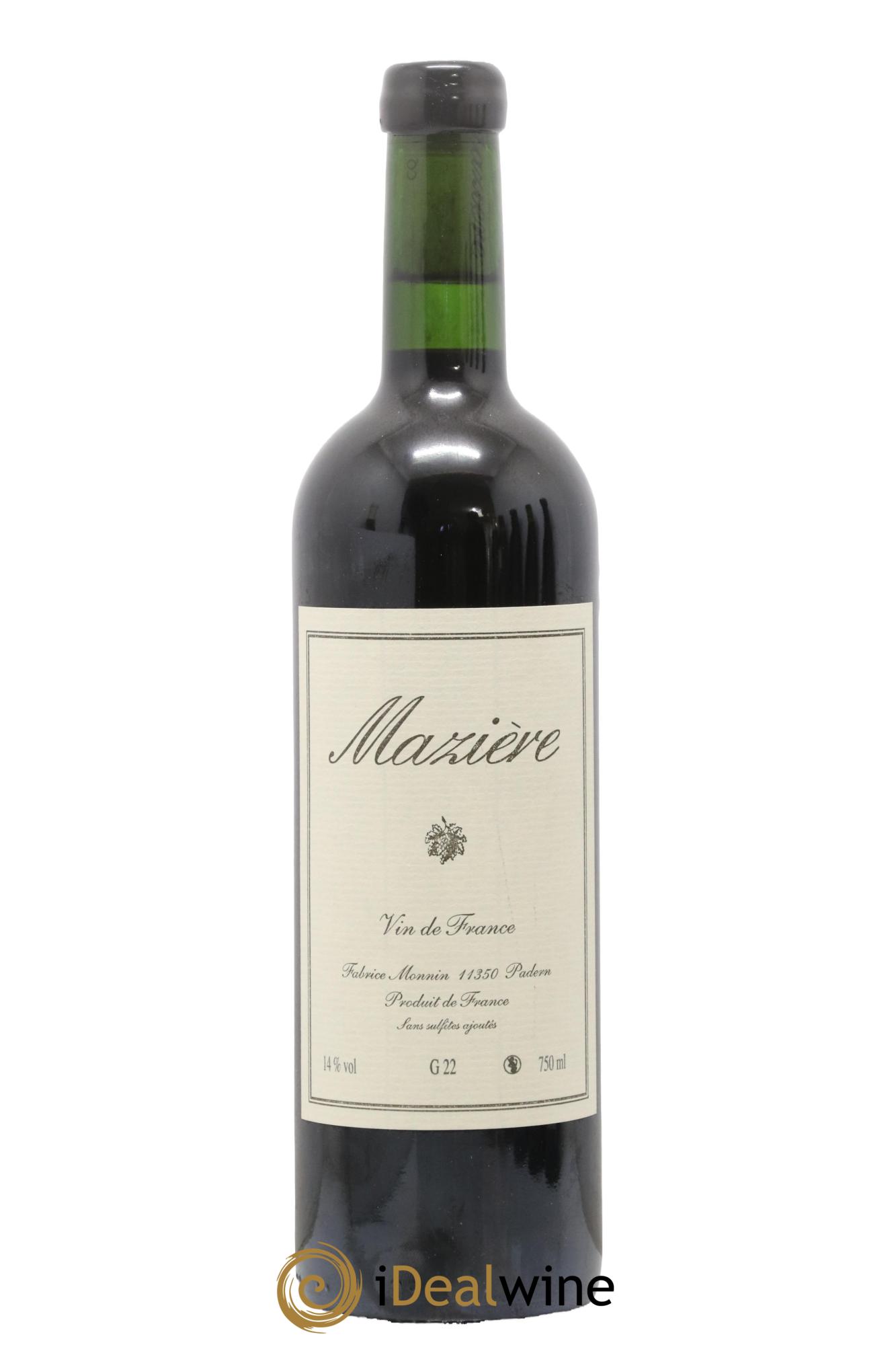 Vin de France Mazière Grenache Fabrice Monnin 2022 - Lot de 1 bouteille - 0