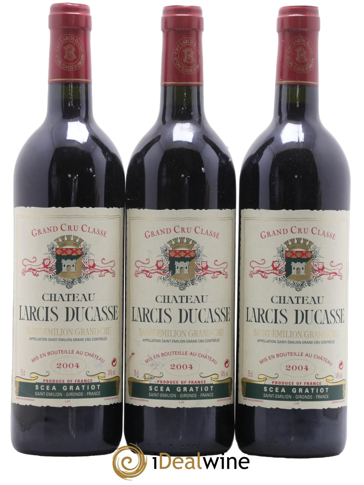 Château Larcis Ducasse 1er Grand Cru Classé B 2004 - Lot de 3 bouteilles - 0