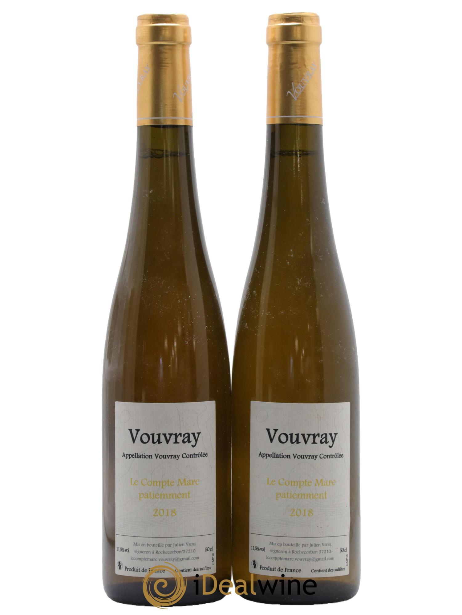 Vouvray Le Compte Marc Patiemment Julien Vedel 2018 - Lot de 2 format 50cls - 0