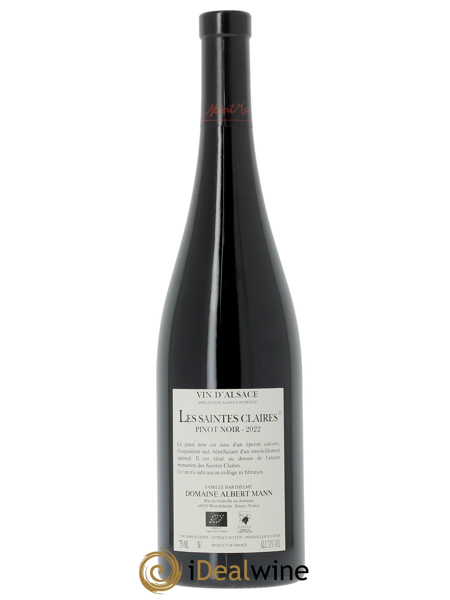 Alsace Pinot Noir Les Saintes Claires Albert Mann 2022 - Lot de 1 bouteille - 1