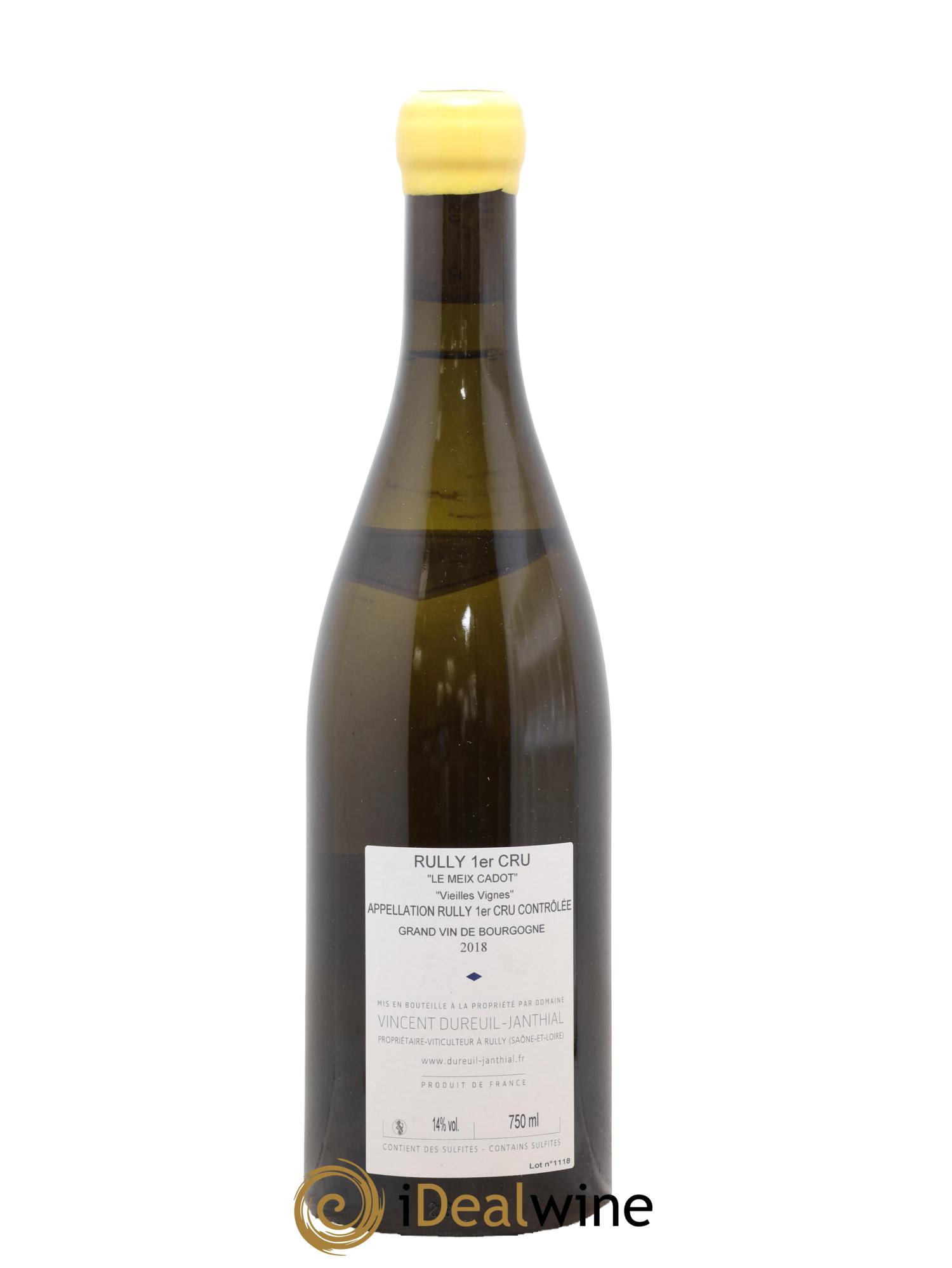 Rully 1er Cru Le Meix Cadot Vieilles Vignes Vincent Dureuil-Janthial 2018 - Lot de 1 bouteille - 1