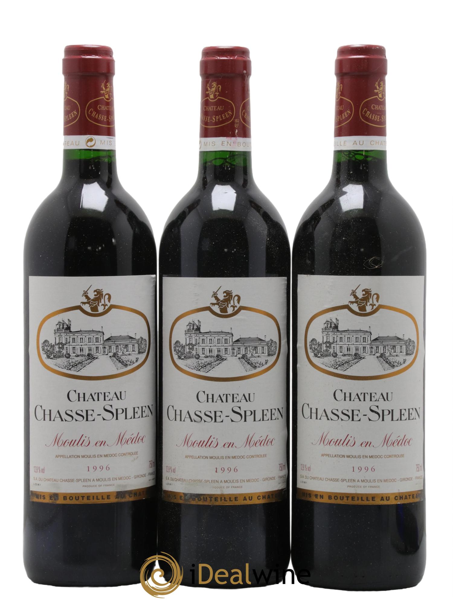Château Chasse Spleen 1996 - Lot de 3 bouteilles - 0