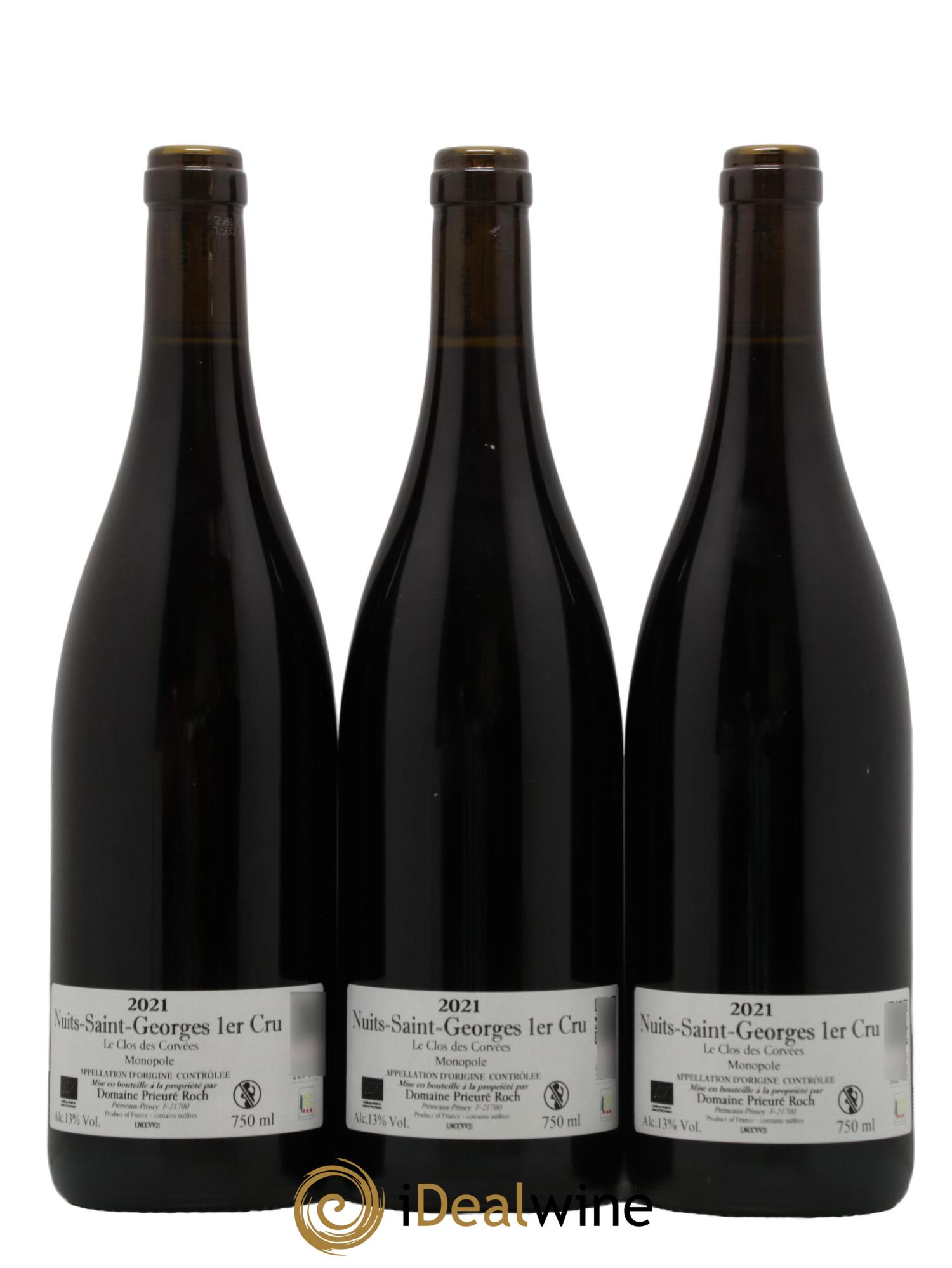 Nuits-Saint-Georges 1er Cru Le Clos des Corvées Vieilles Vignes Prieuré Roch 2021 - Lot de 3 bouteilles - 1