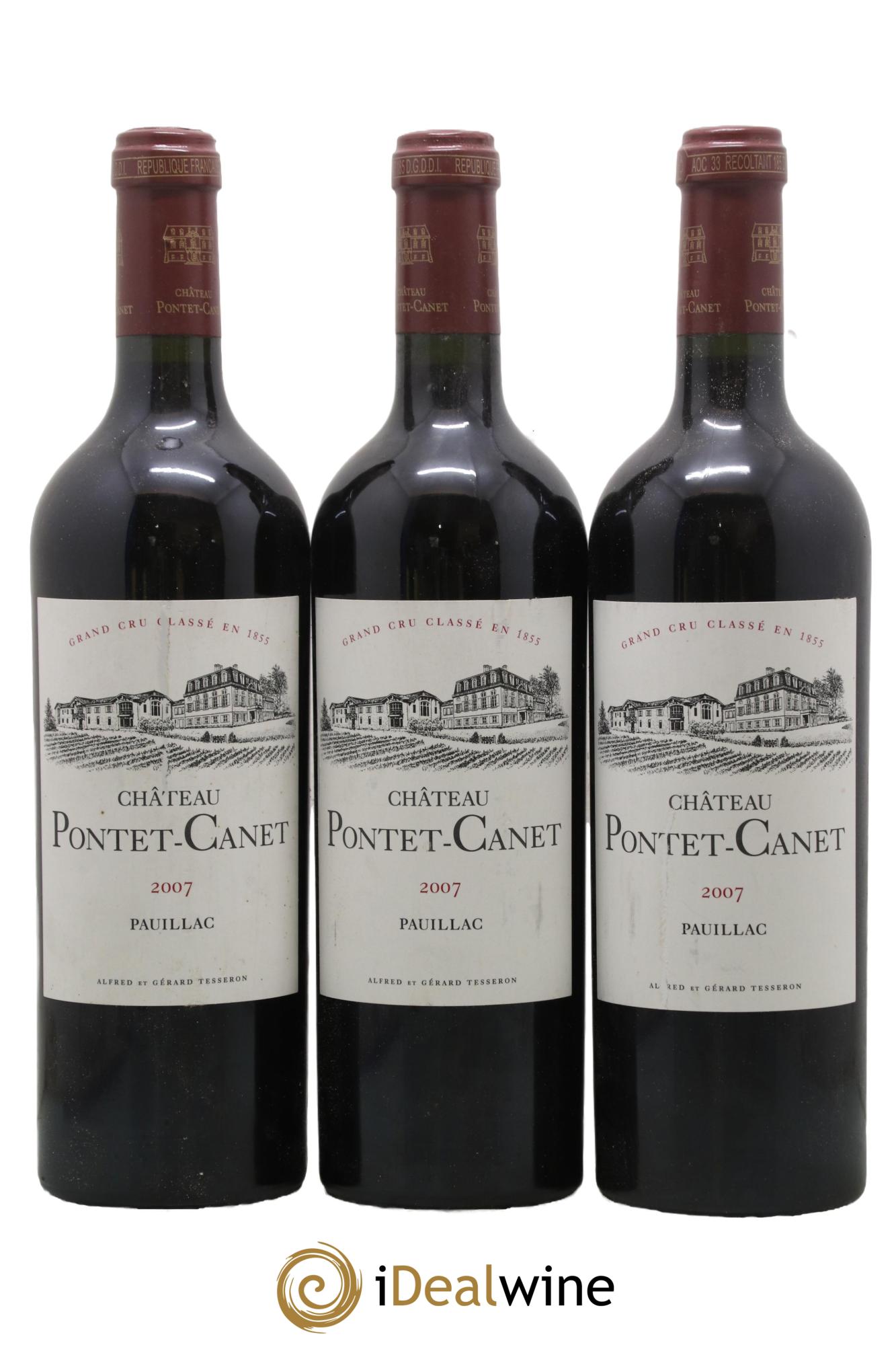 Château Pontet Canet 5ème Grand Cru Classé 2007 - Lot of 3 bottles - 0