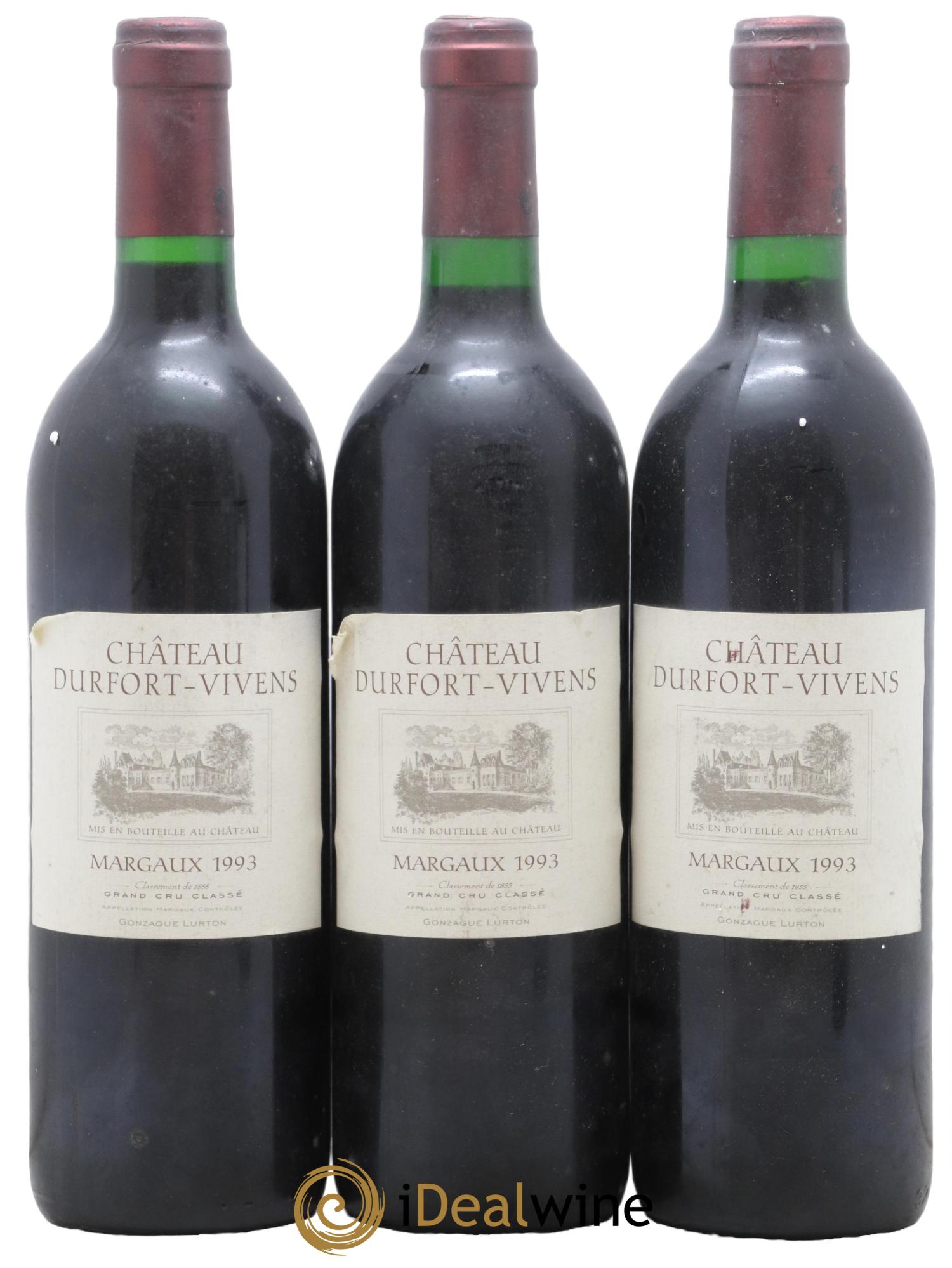Vivens de Durfort-Vivens 2nd Vin 1993 - Lot de 3 bouteilles - 0