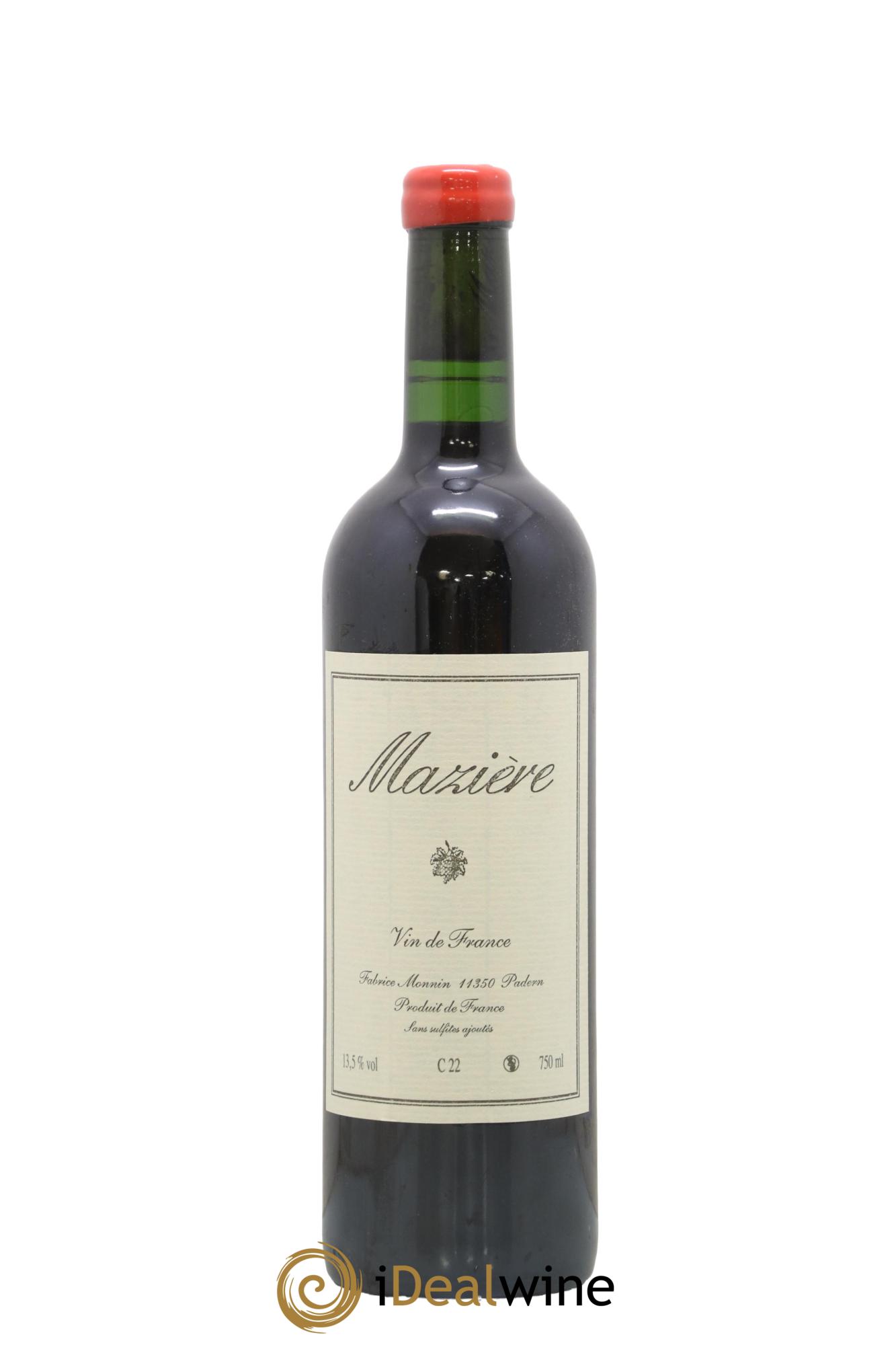 Vin de France Mazière Carignan Fabrice Monnin 2022 - Lot de 1 bouteille - 0