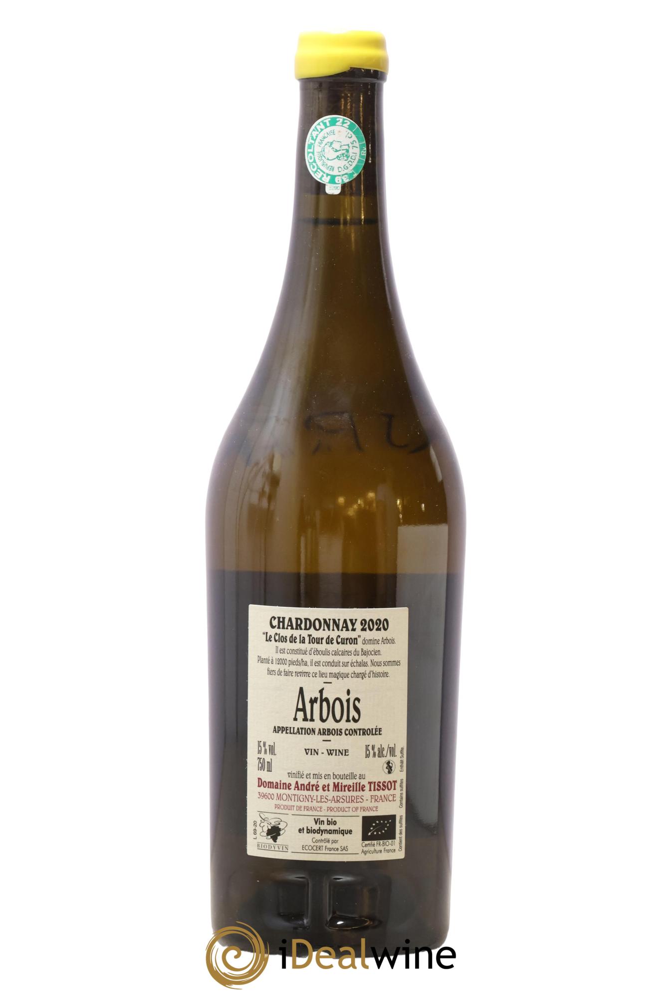Arbois Chardonnay Le Clos de la Tour de Curon Bénédicte et Stéphane Tissot 2020 - Lot de 1 bouteille - 1