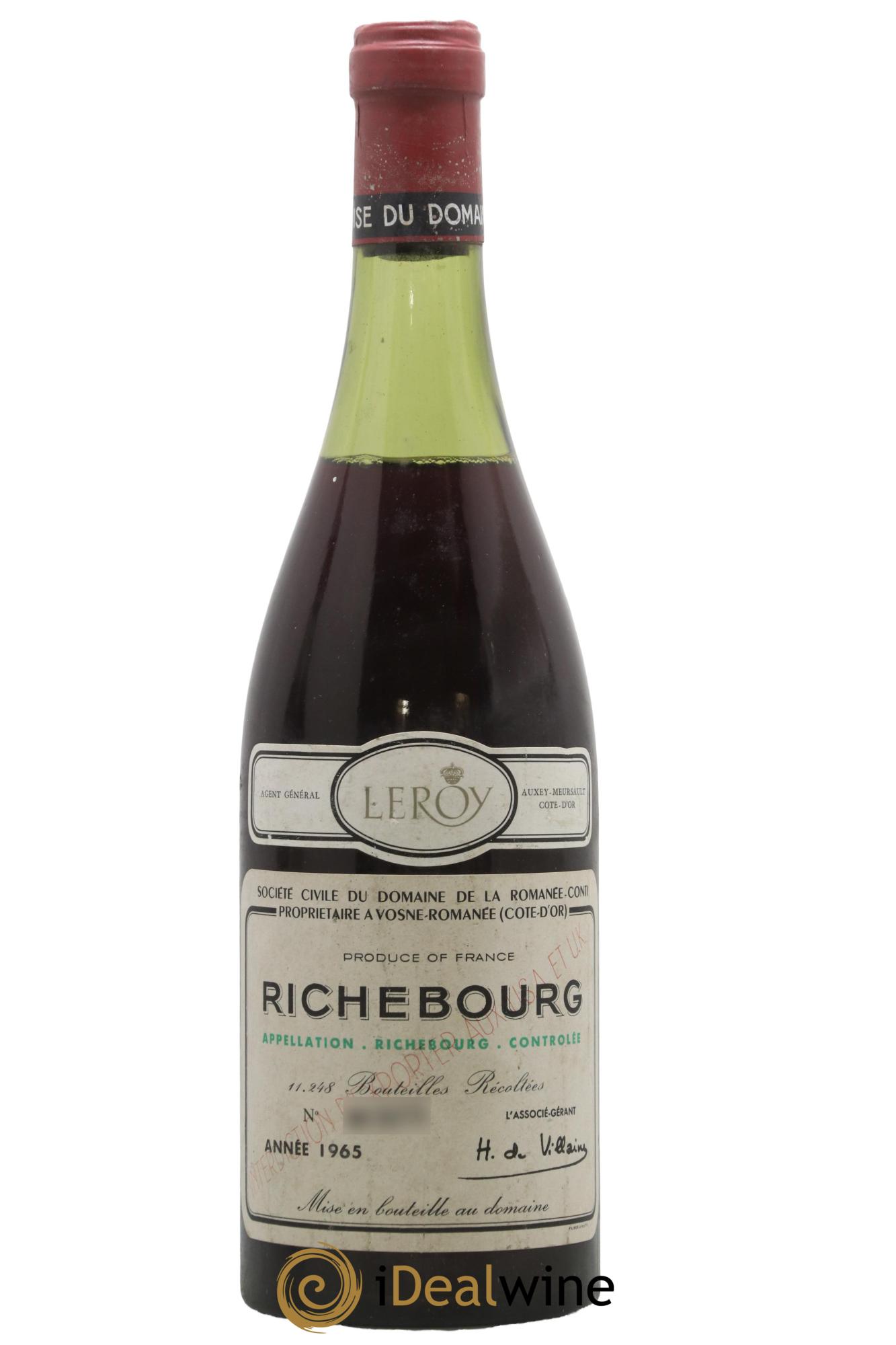 Richebourg Grand Cru Domaine de la Romanée-Conti 1965 - Posten von 1 Flasche - 0