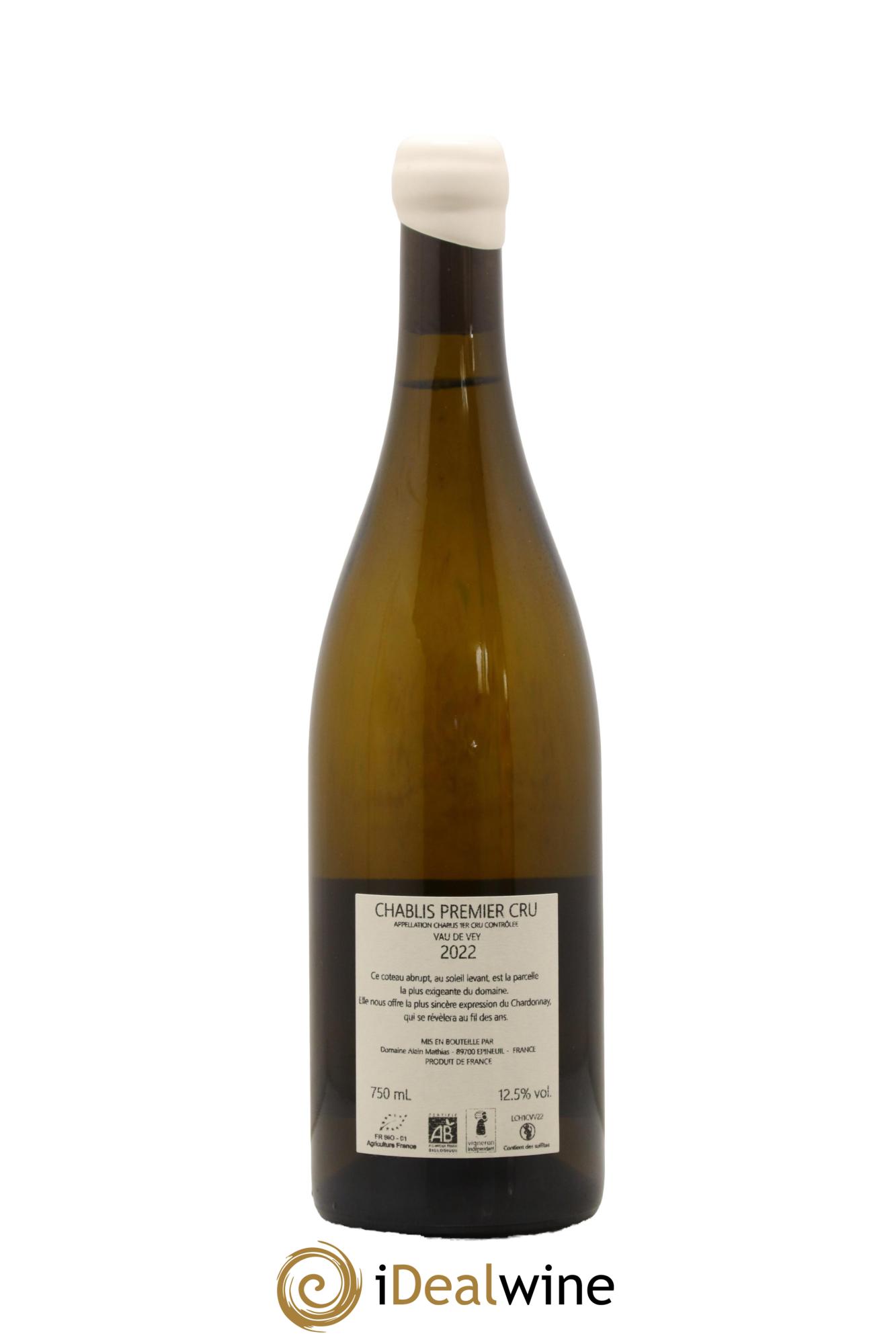 Chablis 1er Cru Vay de Vey Alain Mathias 2022 - Lot de 1 bouteille - 1
