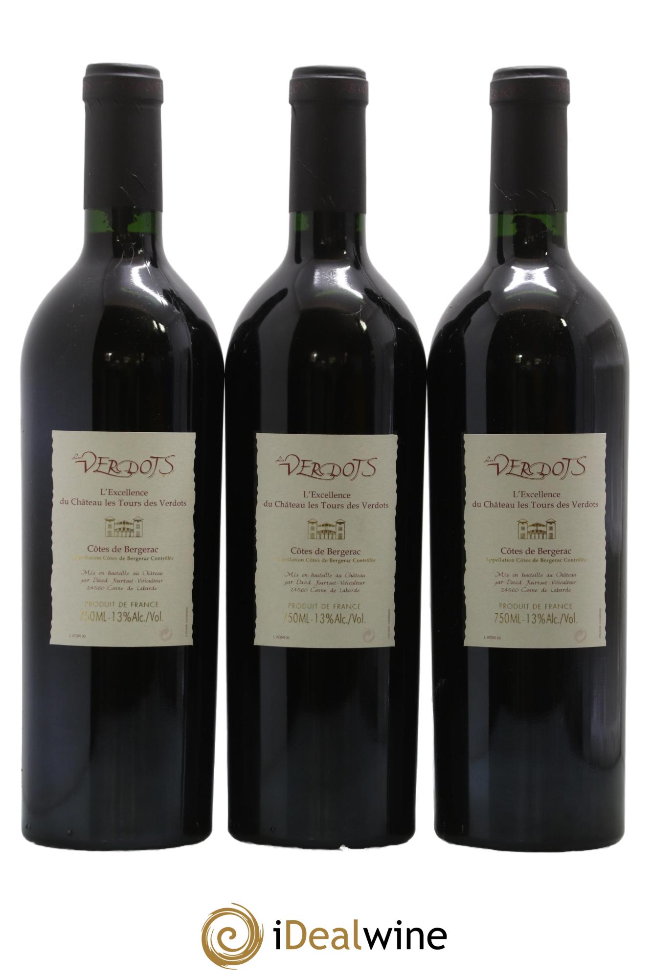 Côtes de Bergerac Les Verdots L'Excellence David Fourtout 2000 - Posten von 3 Flaschen - 1