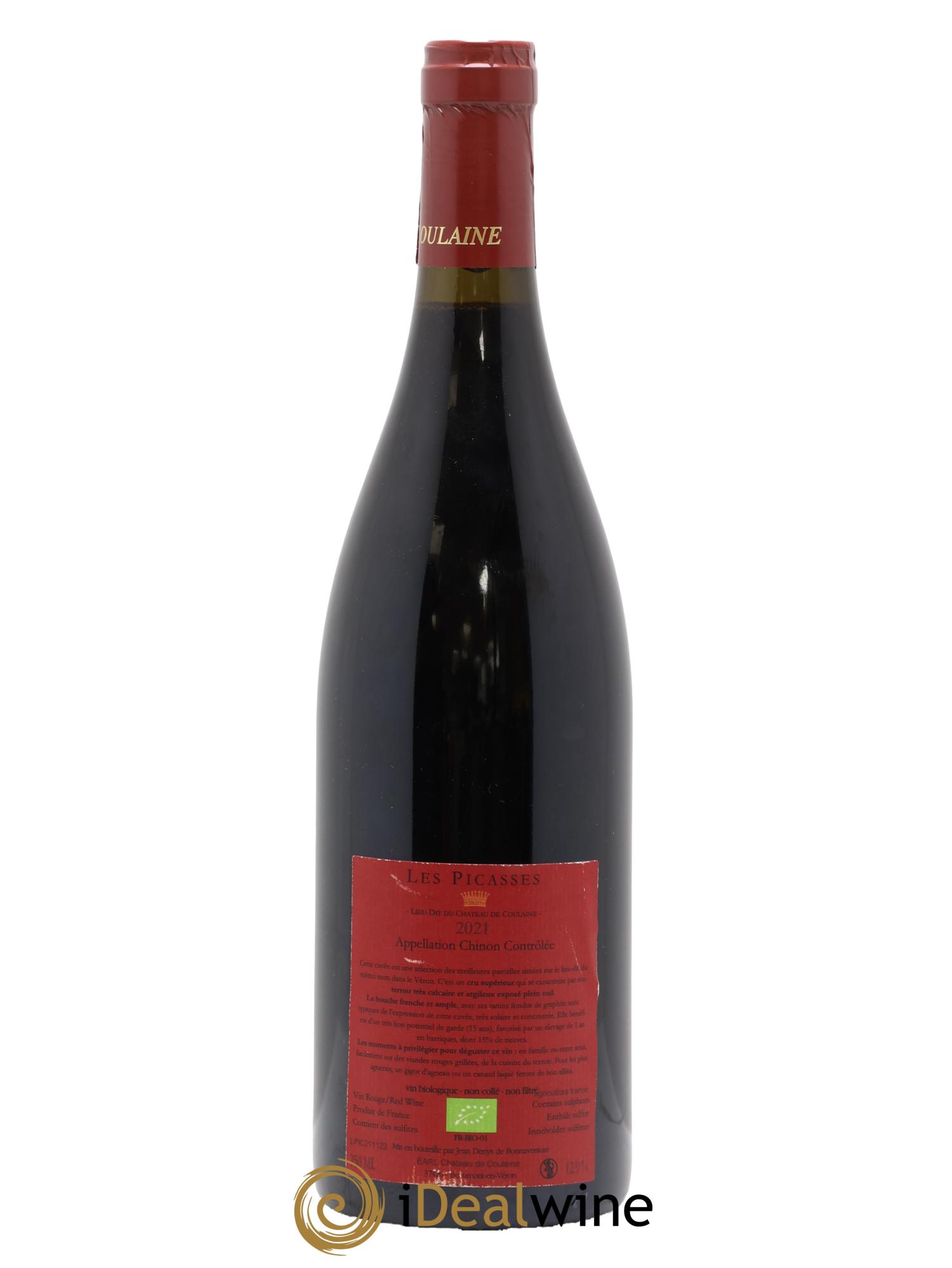 Chinon Château De Coulaine Les Picasses 2021 - Lot de 1 bouteille - 1