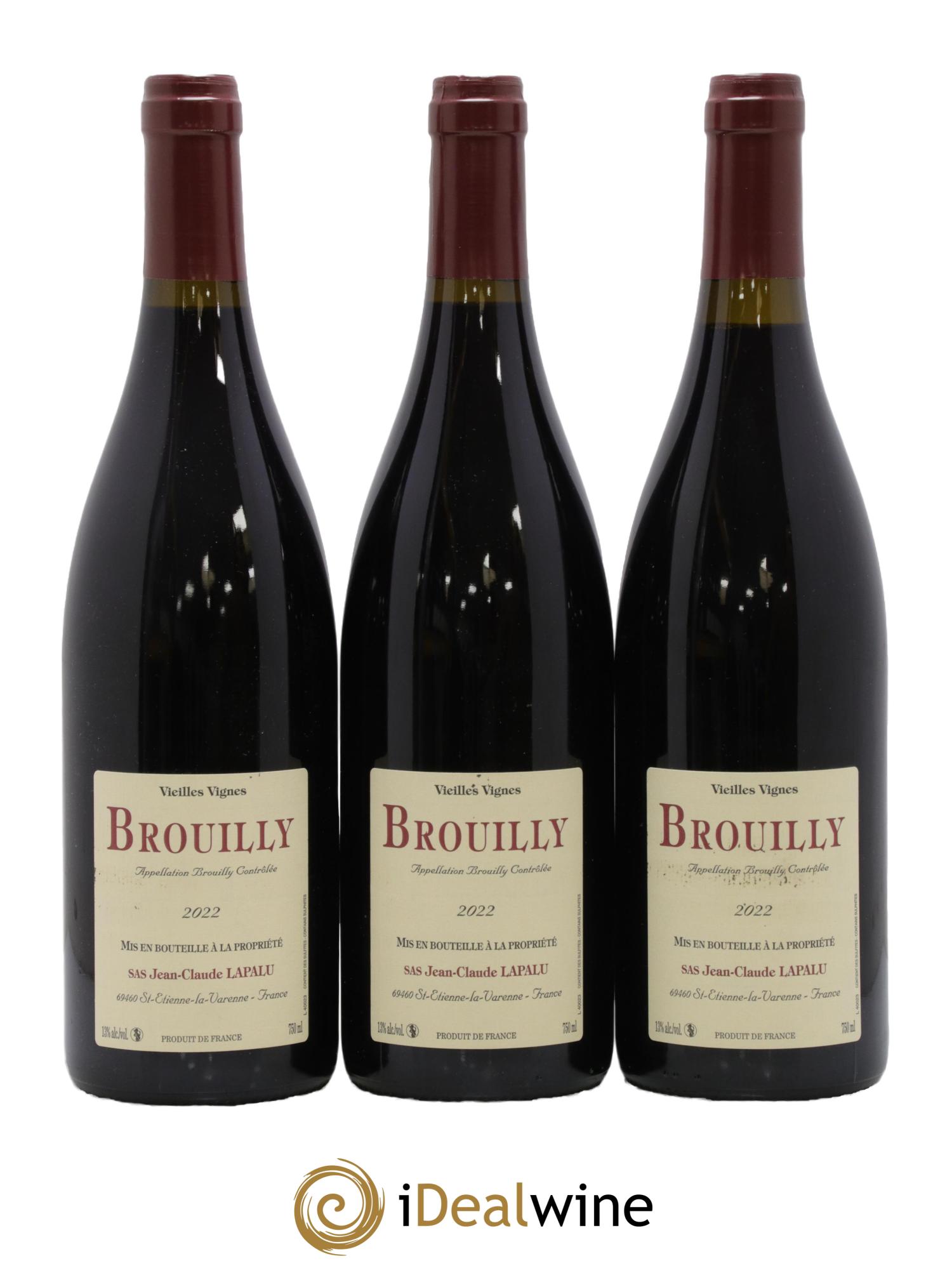 Brouilly Vieilles Vignes Jean-Claude Lapalu 2022 - Lot de 3 bouteilles - 0