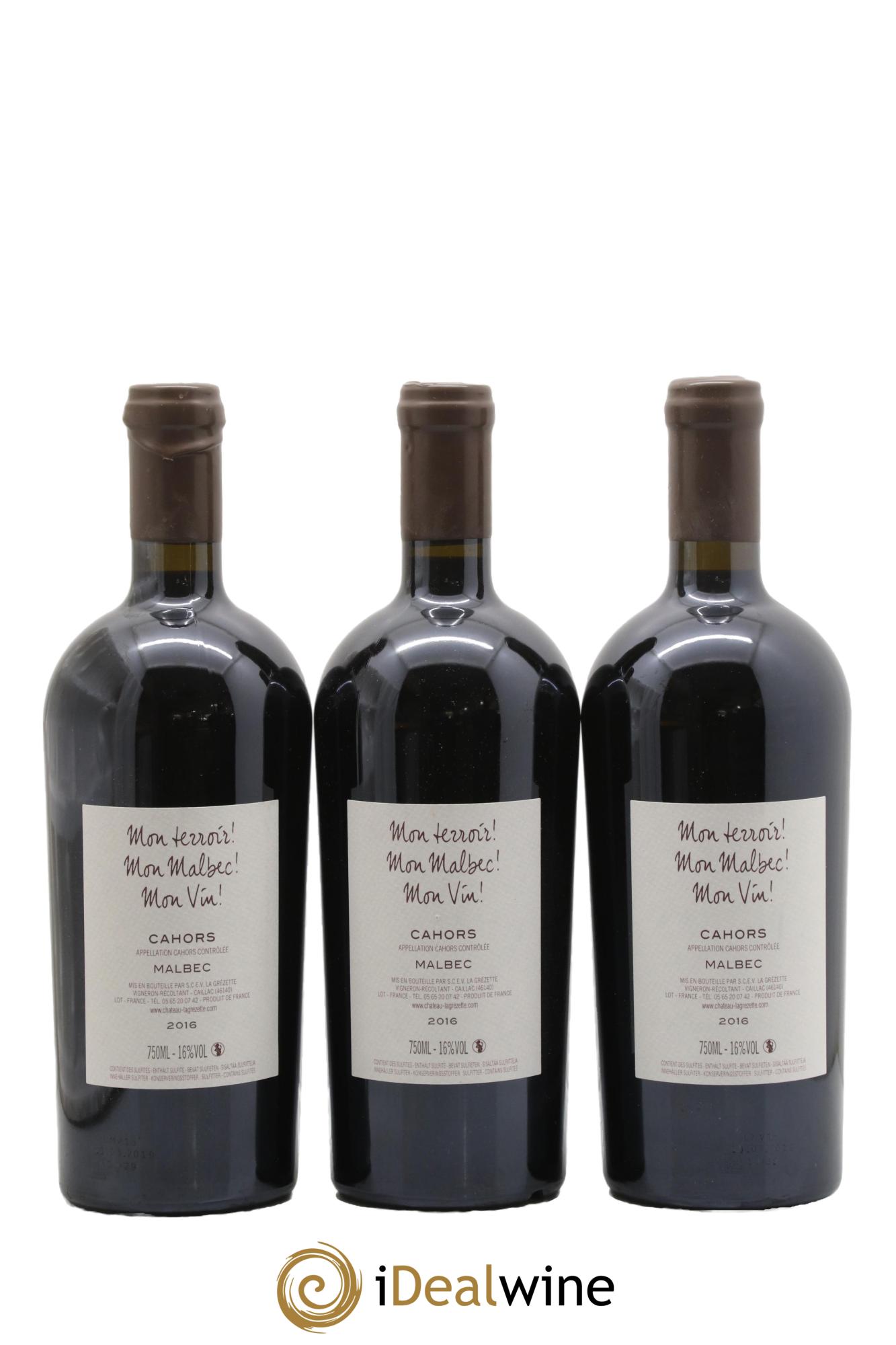 Cahors Mon Vin Lagrezette 2016 - Lotto di 3 bottiglie - 1