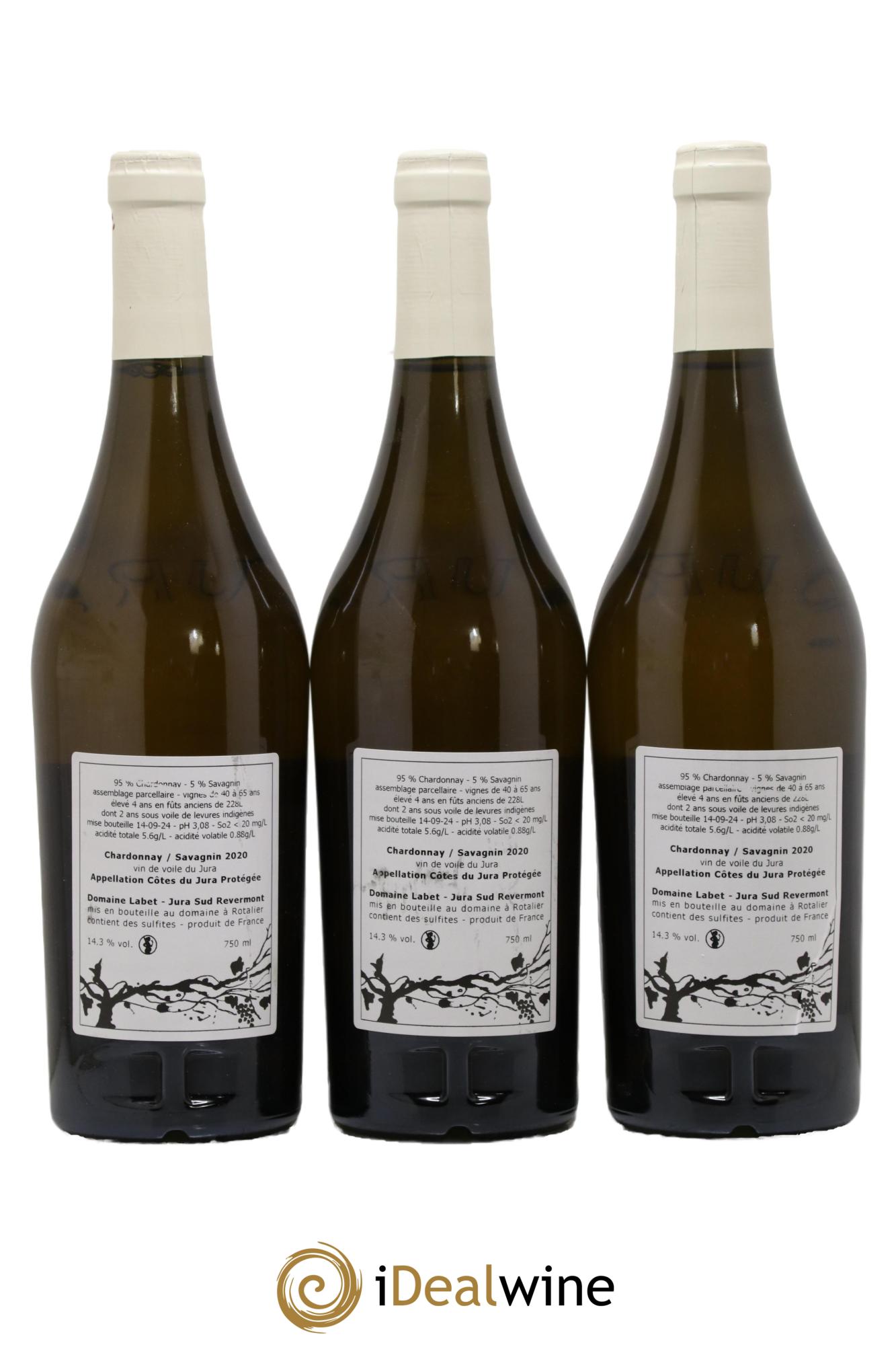 Côtes du Jura Vin de Voile Chardonnay-Savagnin cuvée de garde Romain - Julien  - Charline Labet 2020 - Lotto di 3 bottiglie - 1