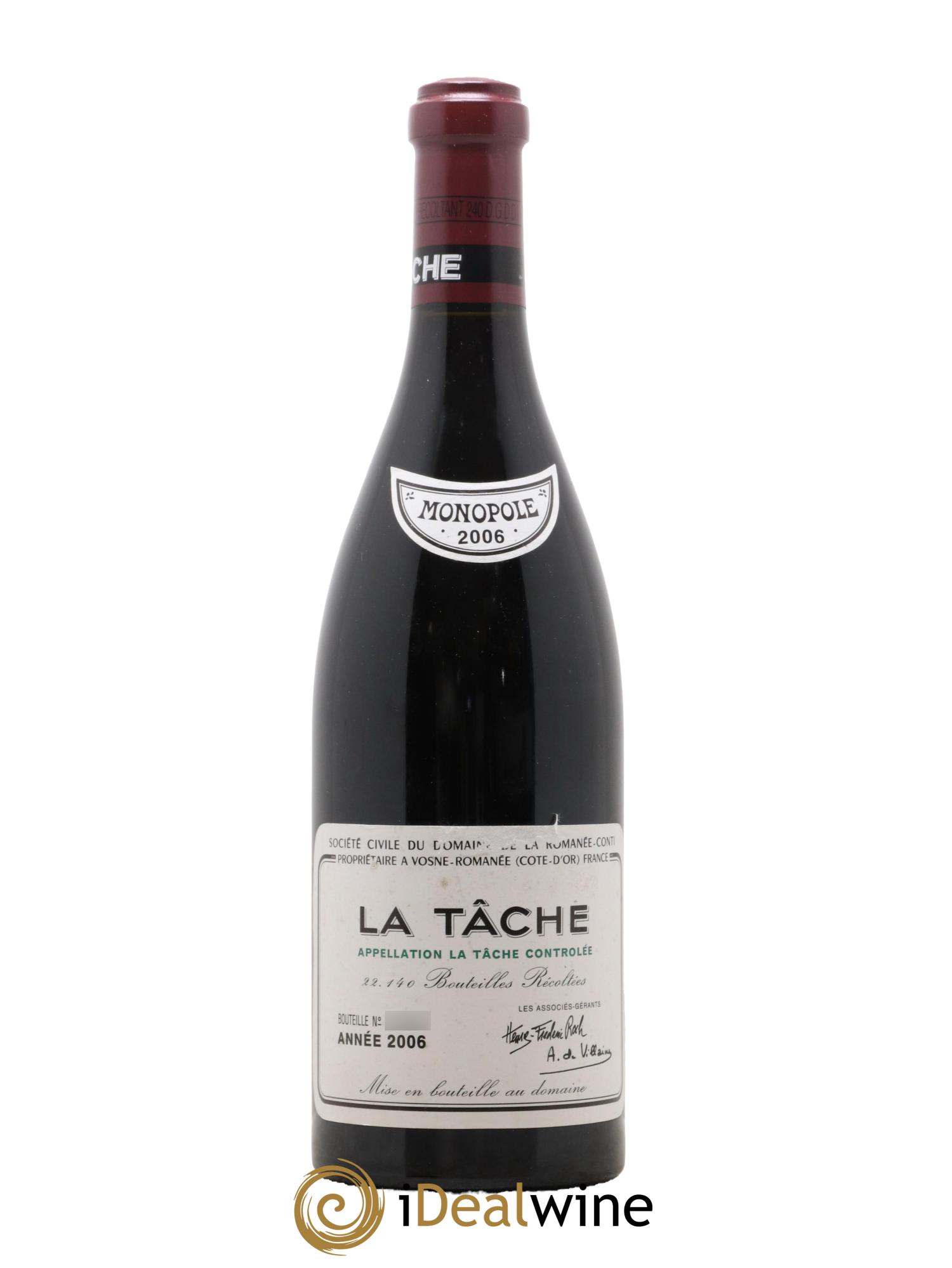 La Tâche Grand Cru Domaine de la Romanée-Conti 2006 - Lot de 1 bouteille - 0