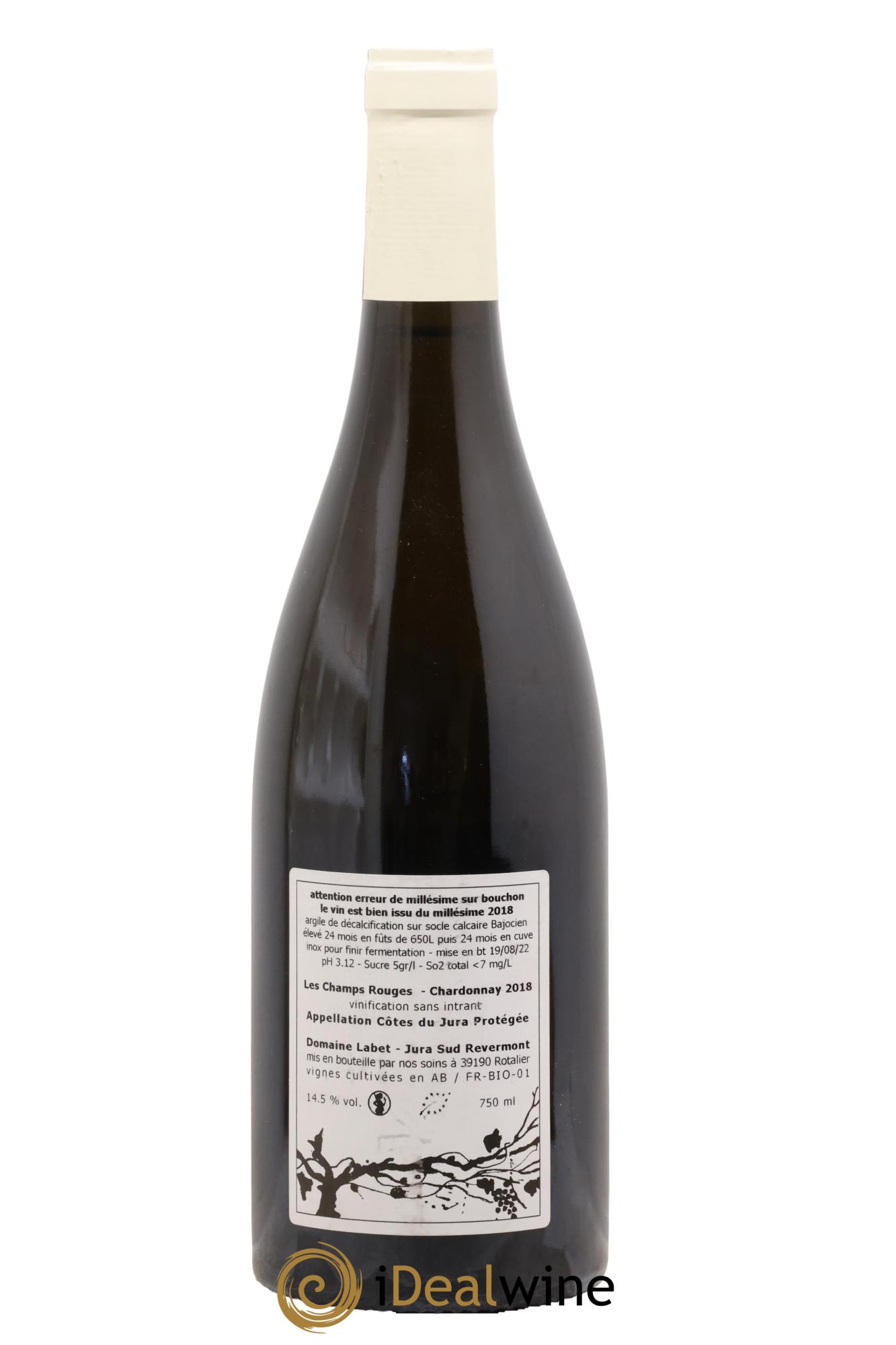 Côtes du Jura Chardonnay Les Champs Rouges Romain - Julien  - Charline Labet 2018 - Lot de 1 bouteille - 1
