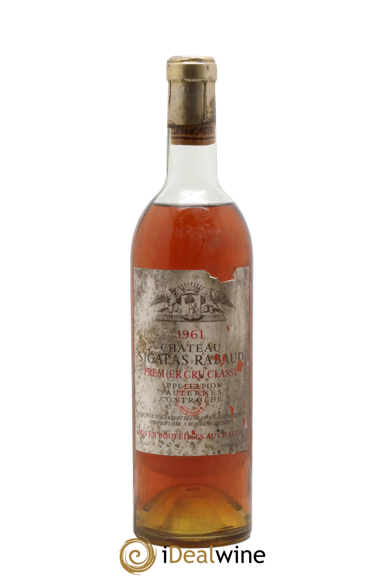 Château Sigalas Rabaud 1er Grand Cru Classé 1961 - Posten von 1 Flasche - 0