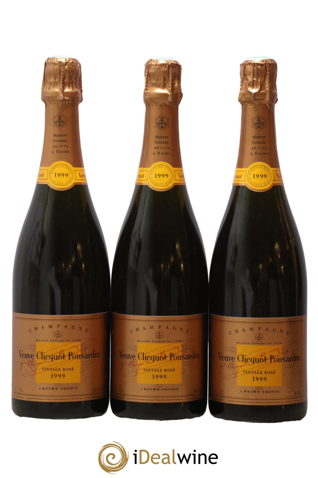 Vintage Rosé Veuve Clicquot 1999 - Lot de 3 bouteilles - 0