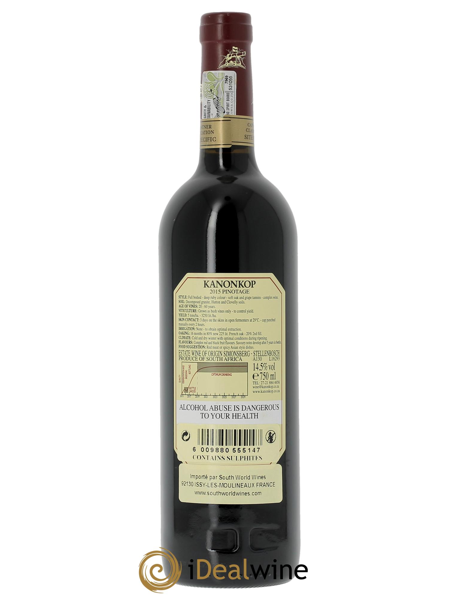 Stellenbosch Kanonkop Pinotage 2015 - Lot de 1 bouteille - 1