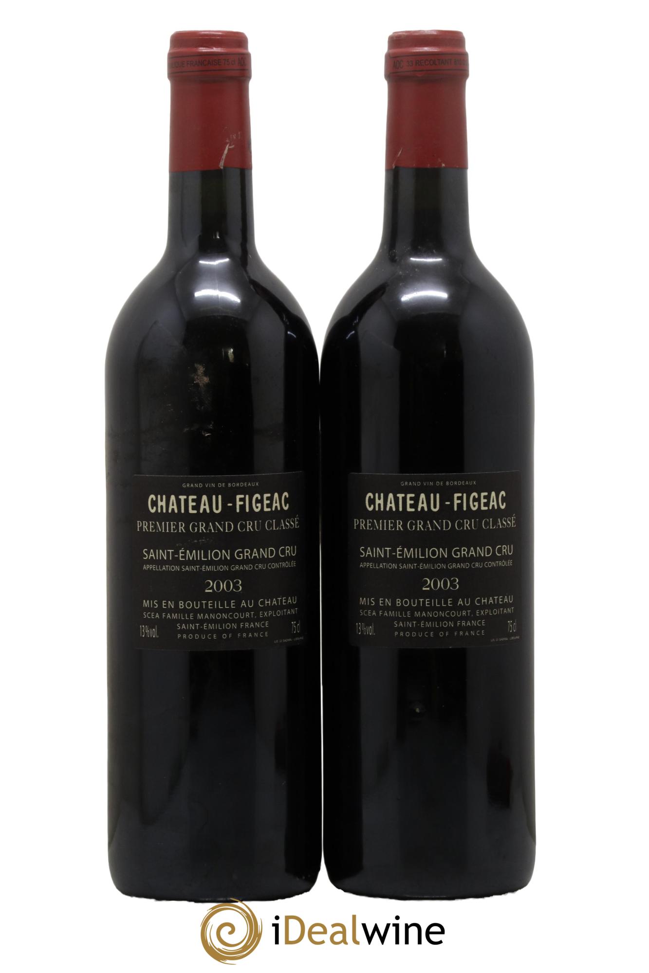 Château Figeac 1er Grand Cru Classé A 2003 - Lotto di 2 bottiglie - 1