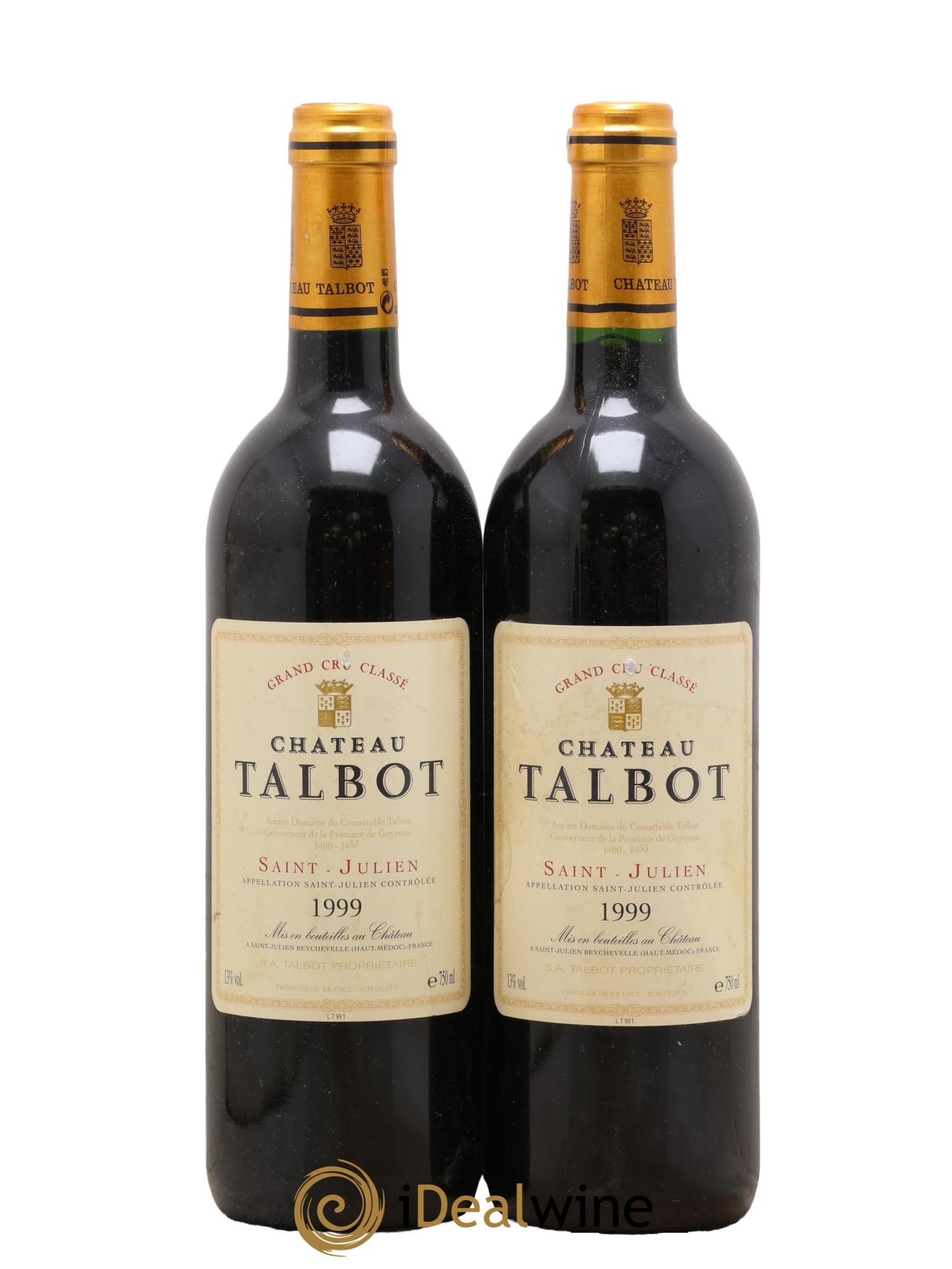 Château Talbot 4ème Grand Cru Classé 1999 - Lot of 2 bottles - 0