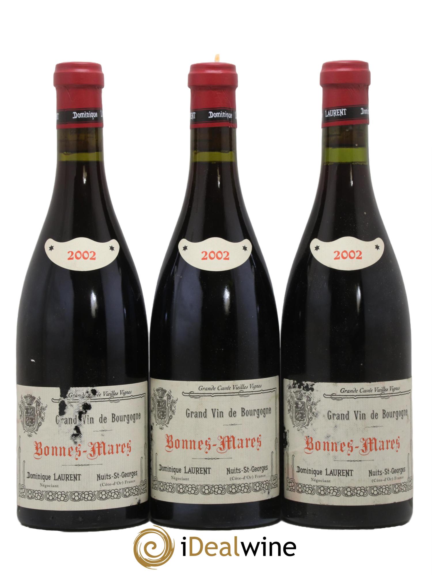 Bonnes-Mares Grand Cru Grande Cuvée Vieilles Vignes Dominique Laurent 2002 - Lot de 3 bouteilles - 0