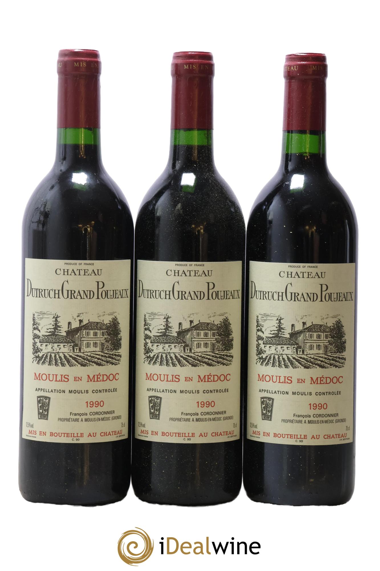 Château Dutruch Grand Poujeaux Cru Bourgeois 1990 - Lotto di 3 bottiglie - 0