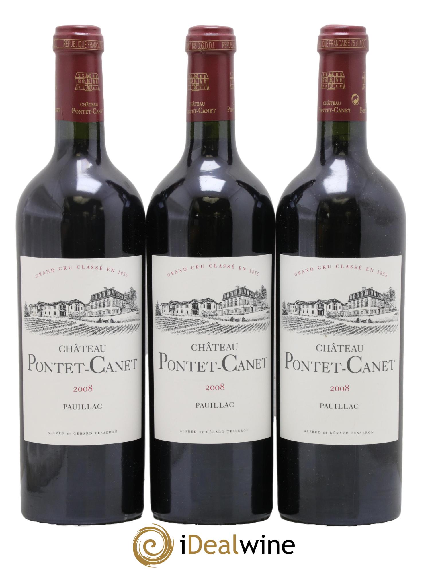 Château Pontet Canet 5ème Grand Cru Classé 2008 - Posten von 3 Flaschen - 0