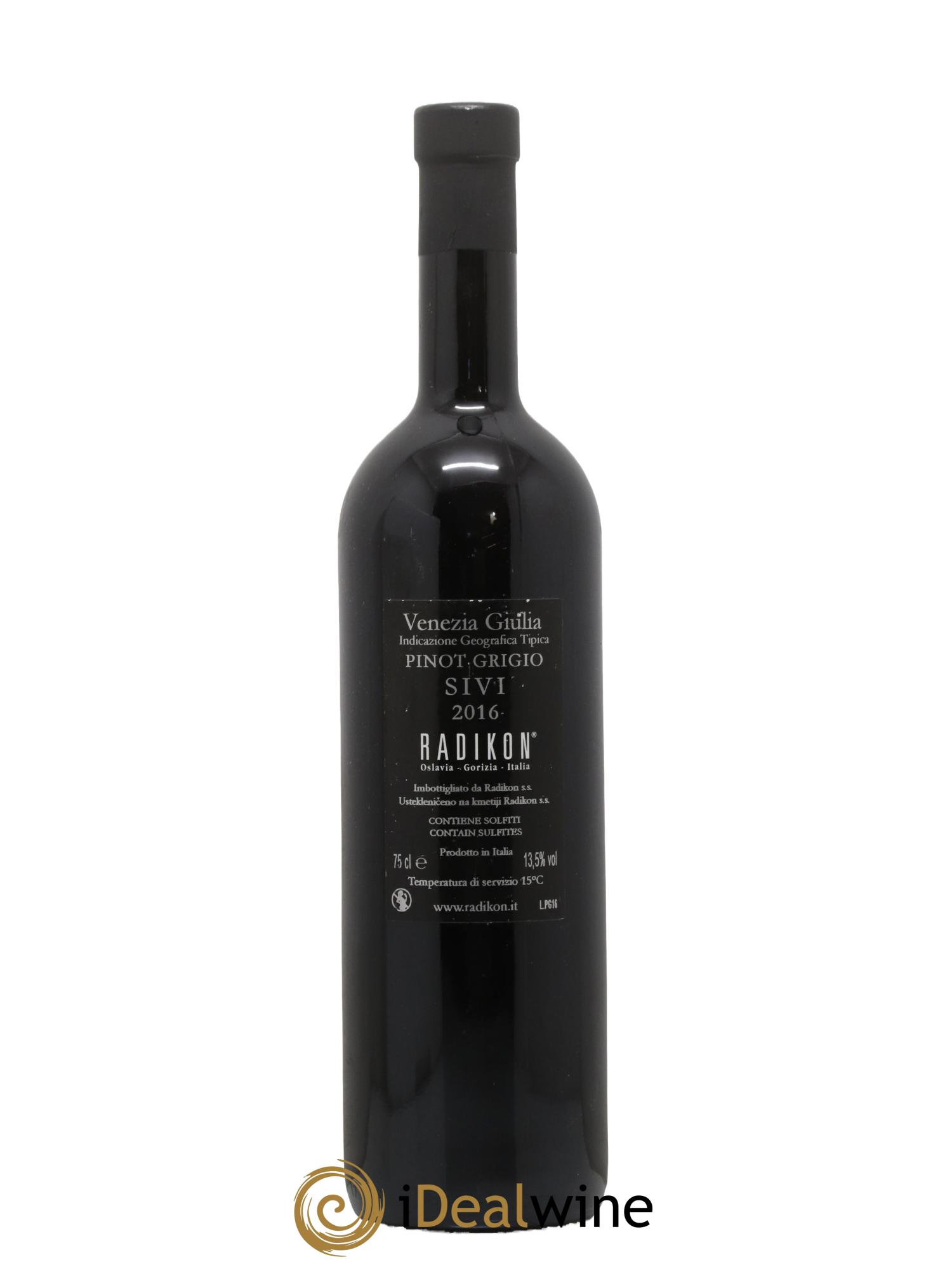Italie Pinot Grigio SIVI Radikon 2016 - Lot de 1 bouteille - 1