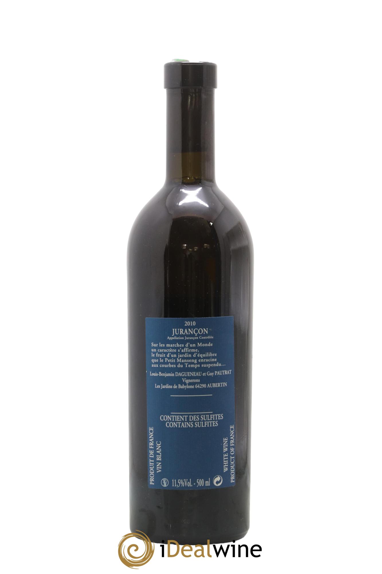 Vin de France (anciennement Jurançon) Jardins de Babylone Didier Dagueneau 2010 - Posten von 1 Format 50cl - 1