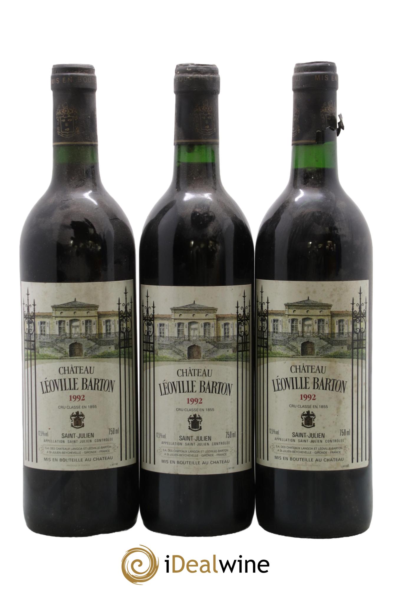 Château Léoville Barton 2ème Grand Cru Classé 1992 - Lot de 3 bouteilles - 0