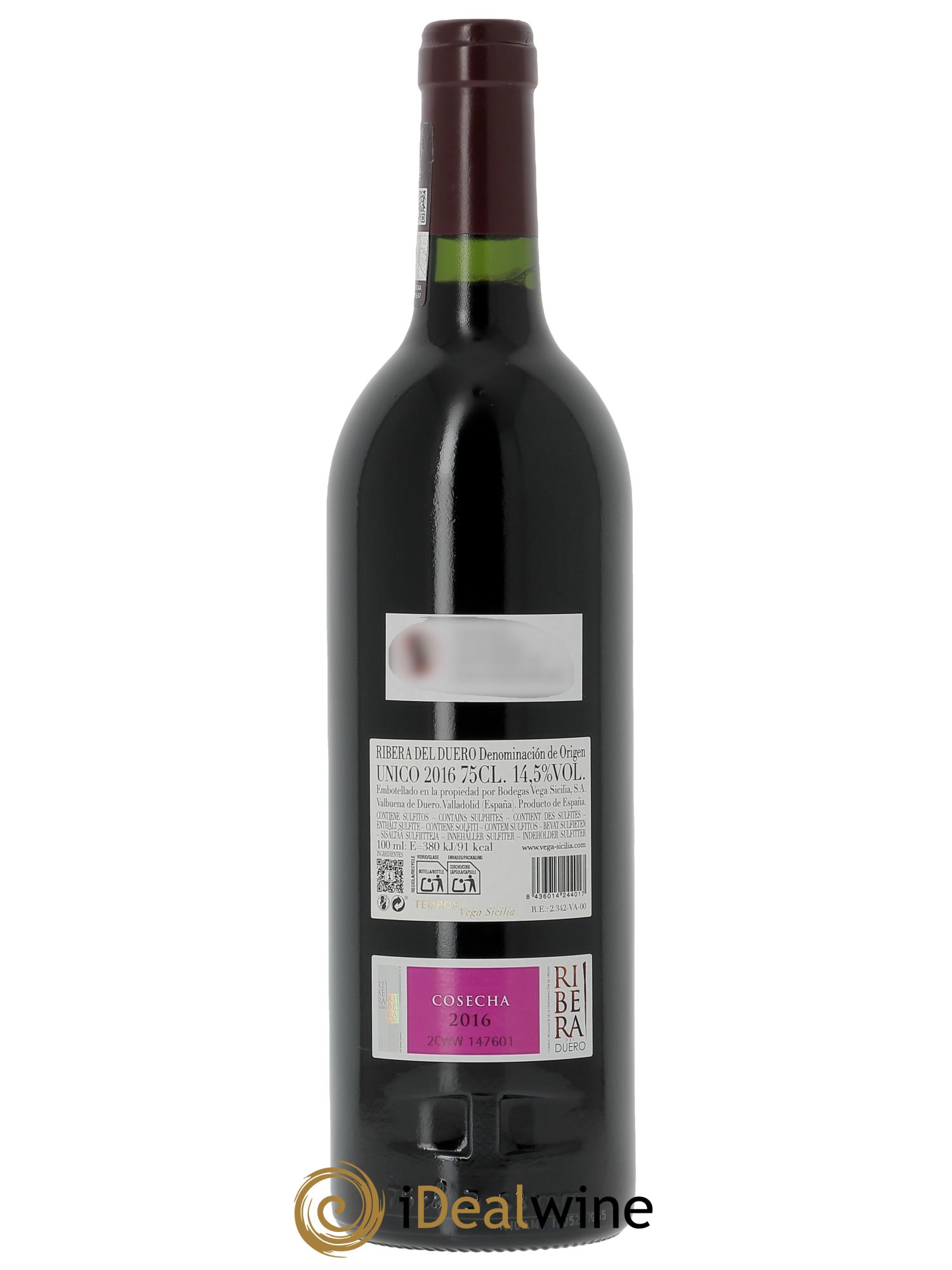 Ribera Del Duero DO Vega Sicilia Unico Famille Alvarez  2016 - Lot de 1 bouteille - 1