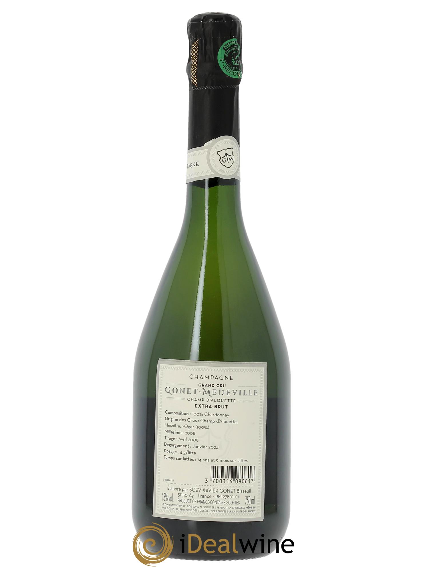 Champ d'Alouette Grand Cru Extra-Brut Vignobles Gonet-Medeville 2008 - Lot de 1 bouteille - 1