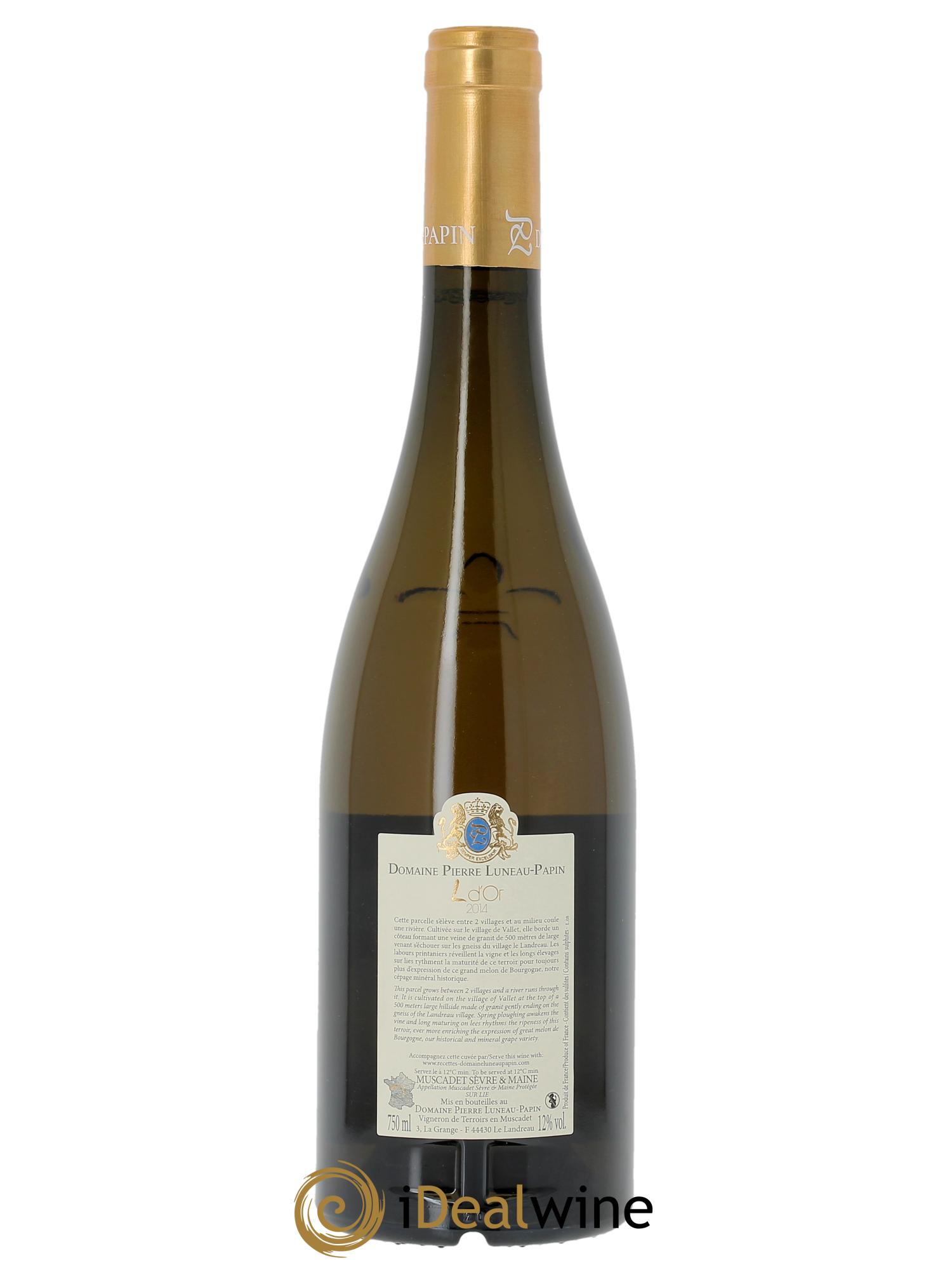 Muscadet-Sèvre-et-Maine L D'Or Luneau-Papin  2014 - Lot de 1 bouteille - 1