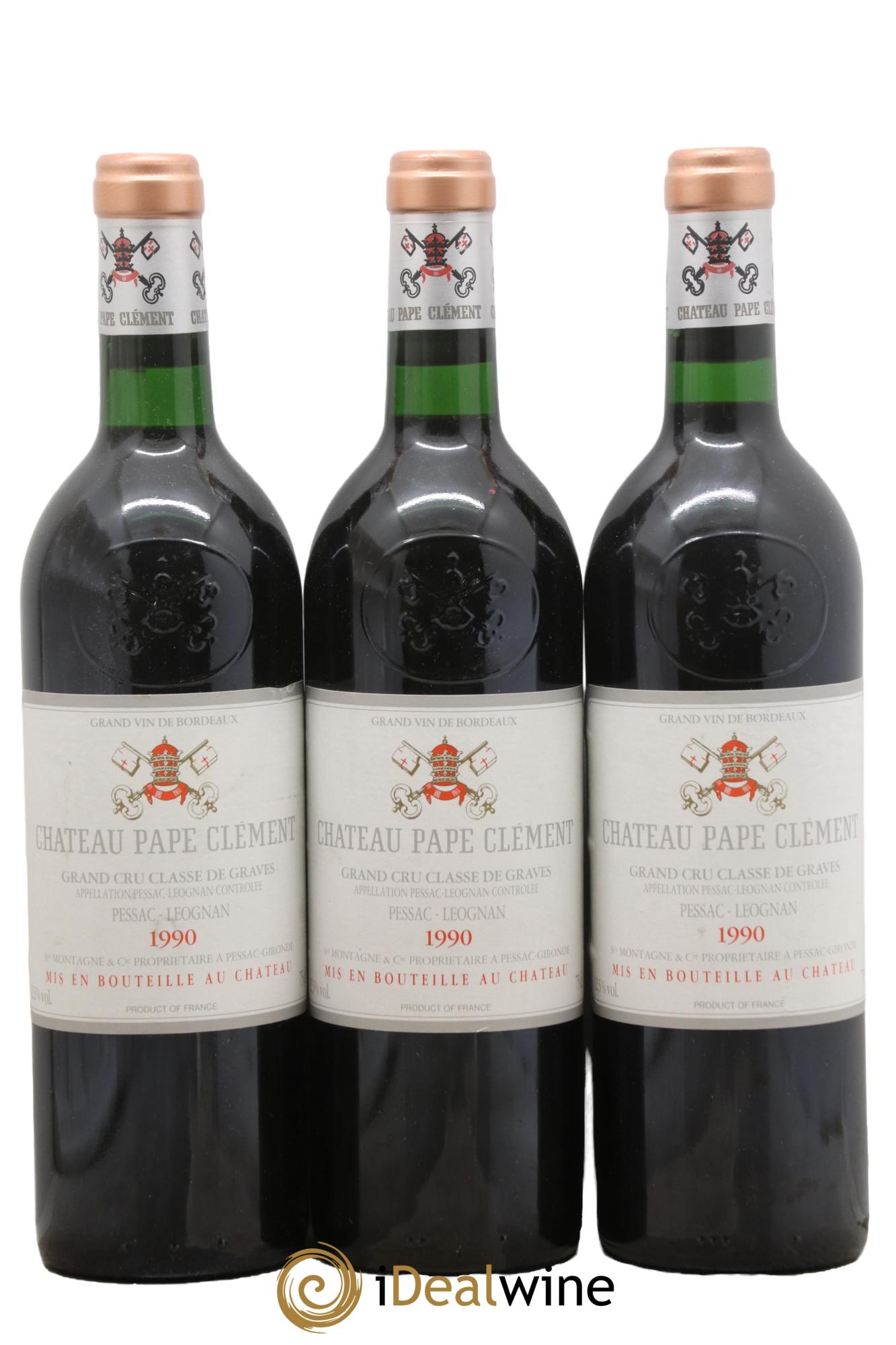 Château Pape Clément Cru Classé de Graves 1990 - Lot de 3 bouteilles - 0