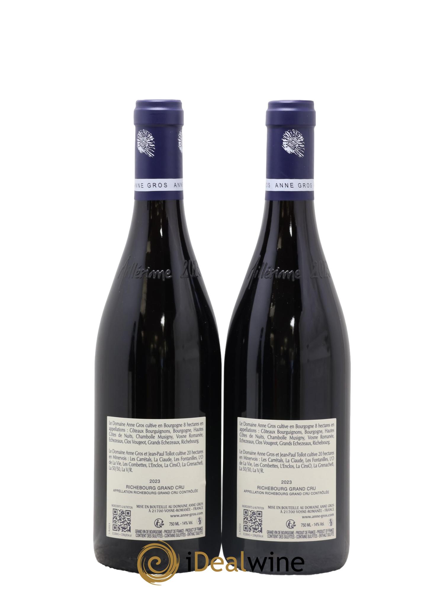 Richebourg Grand Cru Anne Gros 2023 - Lot of 2 bottles - 1