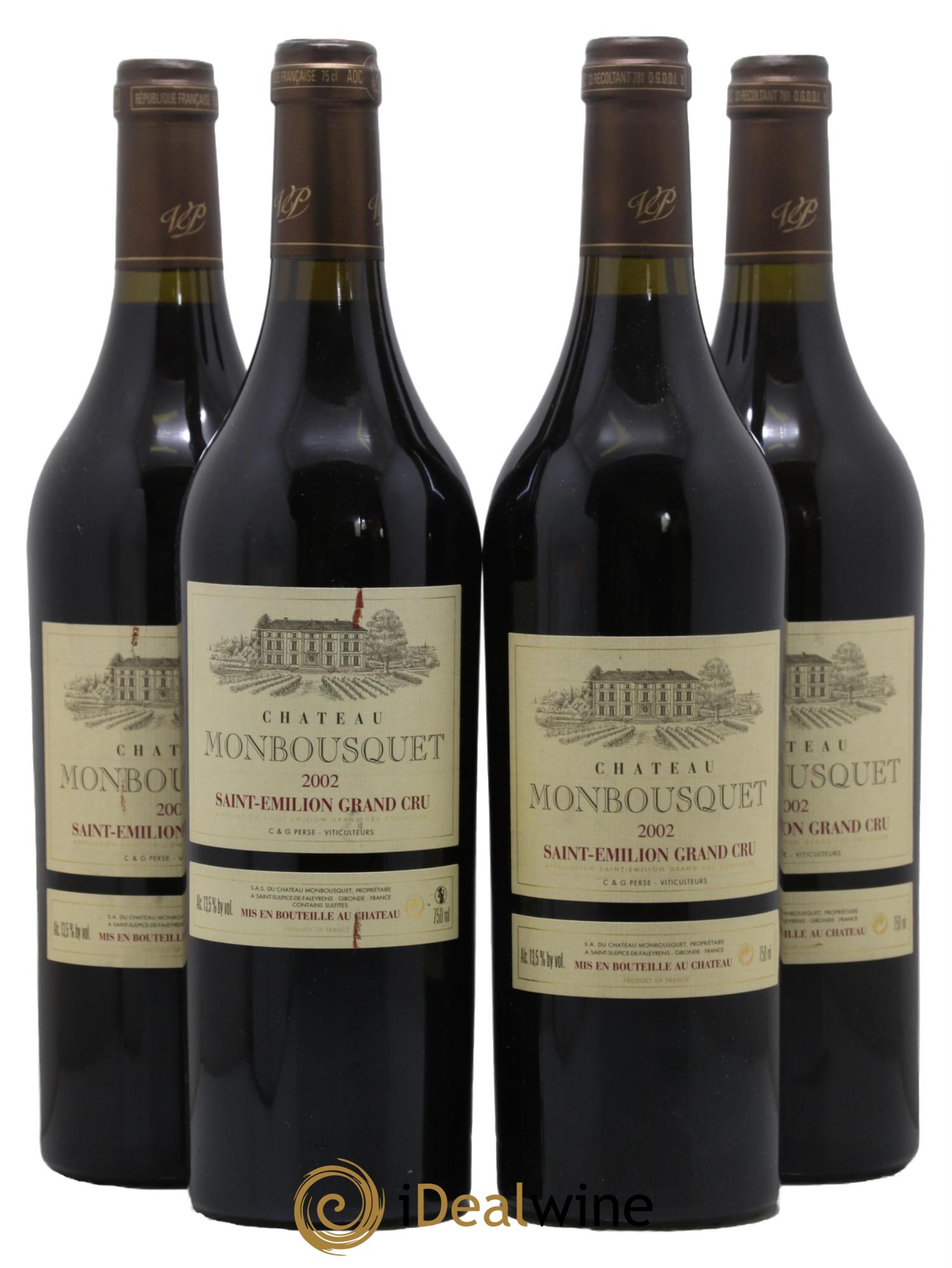 Château Monbousquet Grand Cru Classé 2002 - Lot de 4 bouteilles - 0