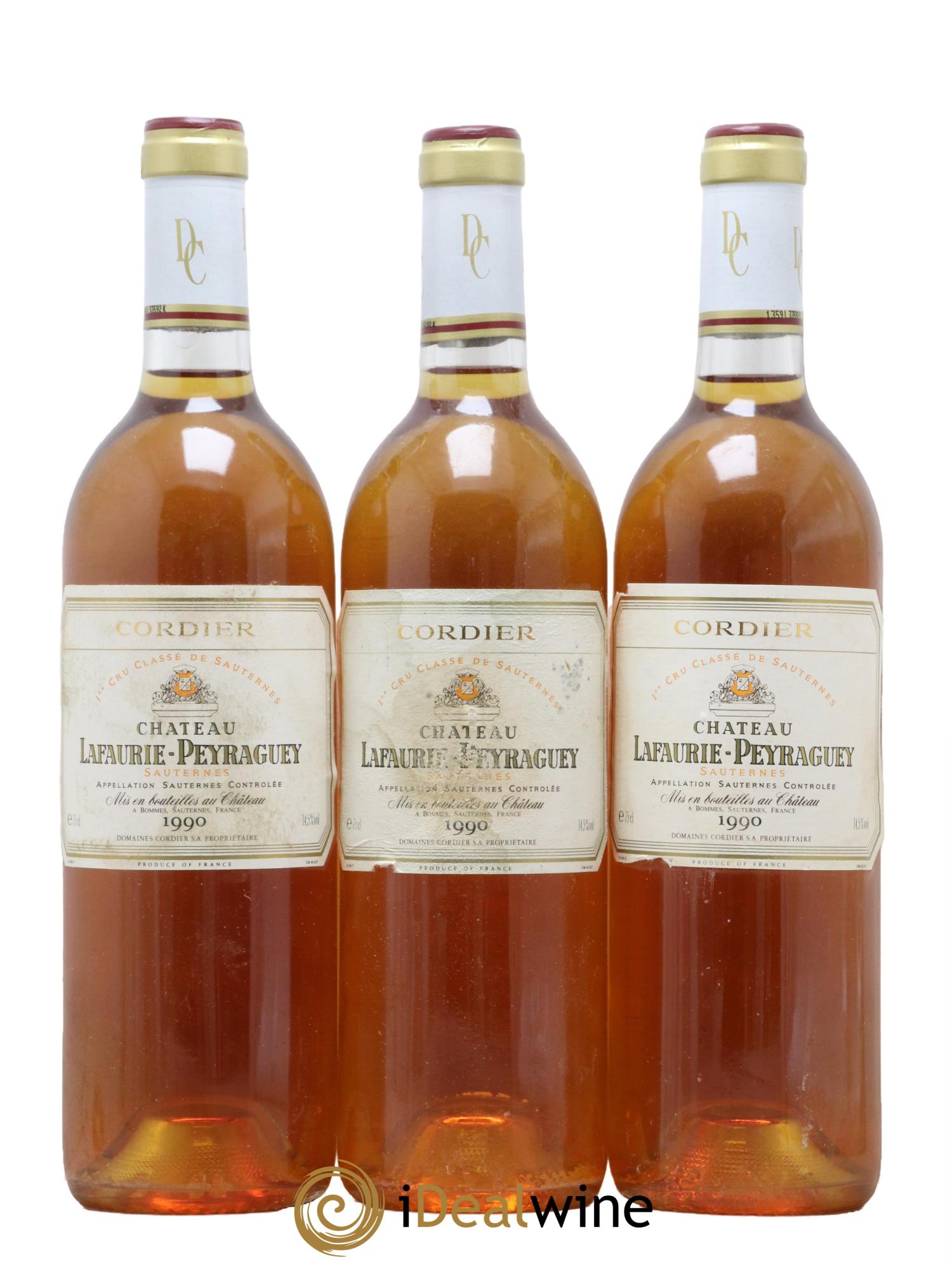 Château Lafaurie-Peyraguey 1er Grand Cru Classé 1990 - Lotto di 3 bottiglie - 0