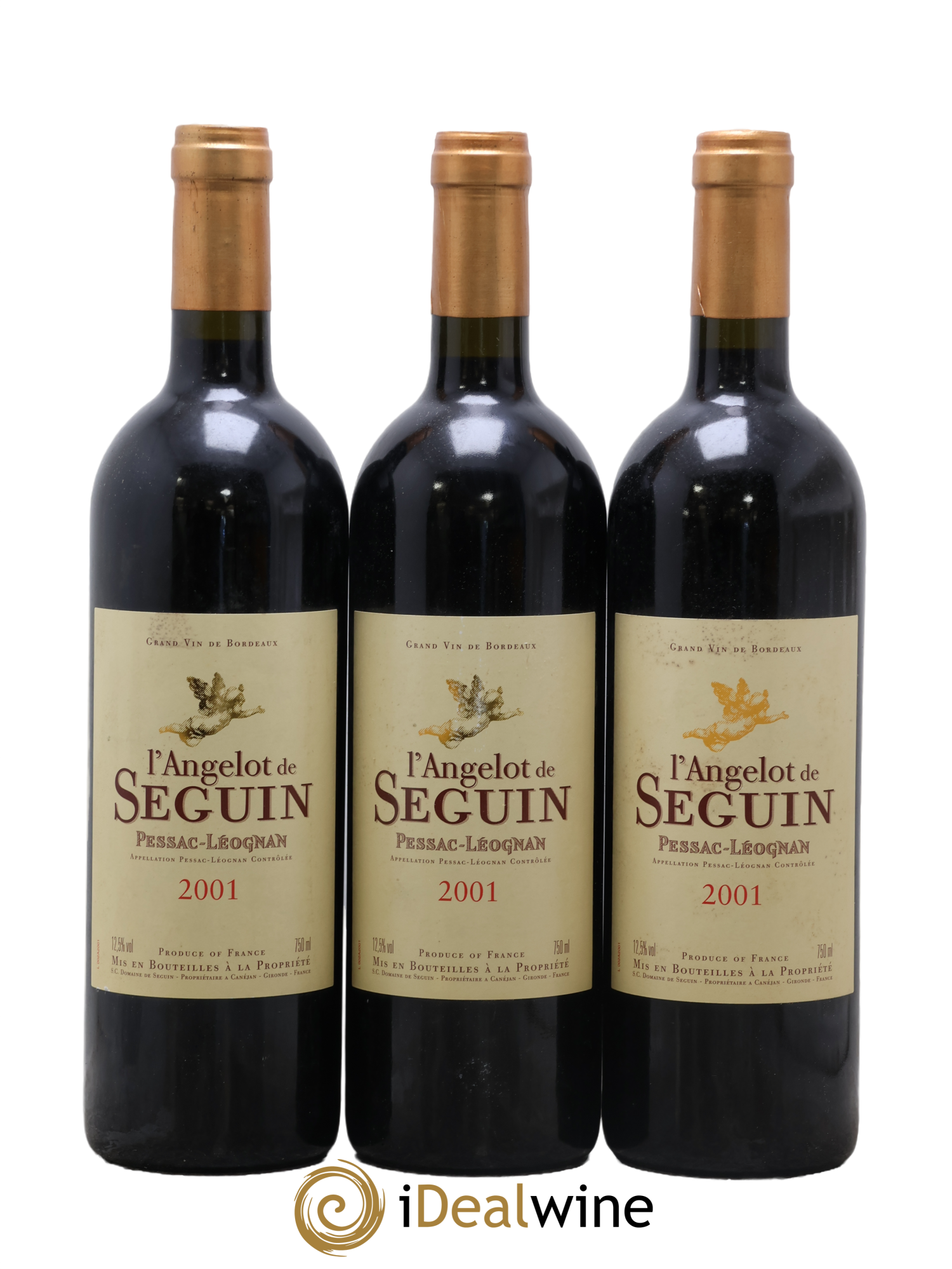 Pessac-Léognan L’Angelot de Seguin 2001 - Lot of 3 bottles - 0