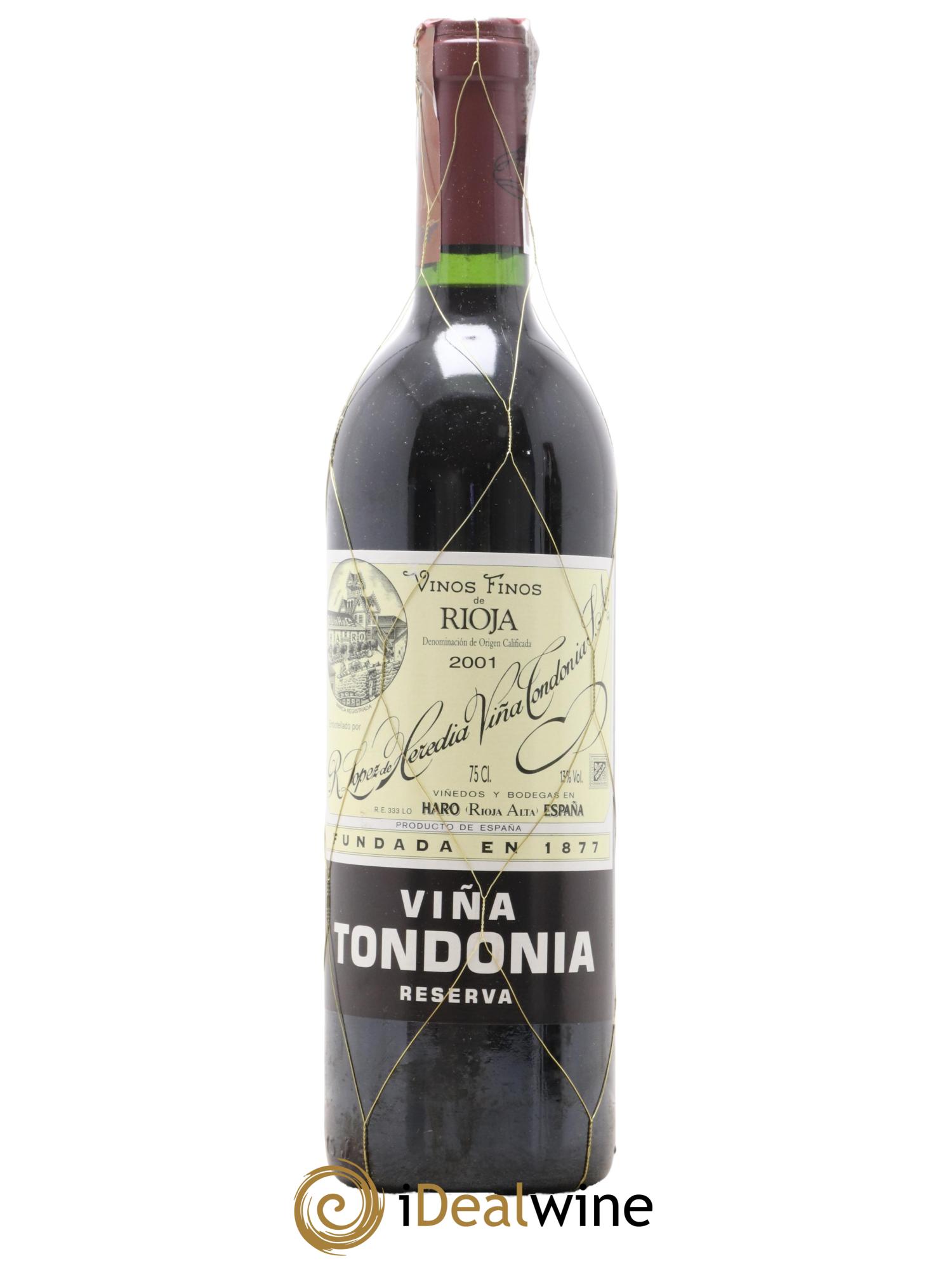 Rioja DOCA Reserva Vina Tondonia R. Lopez de Heredia 2001 - Lot de 1 bouteille - 0