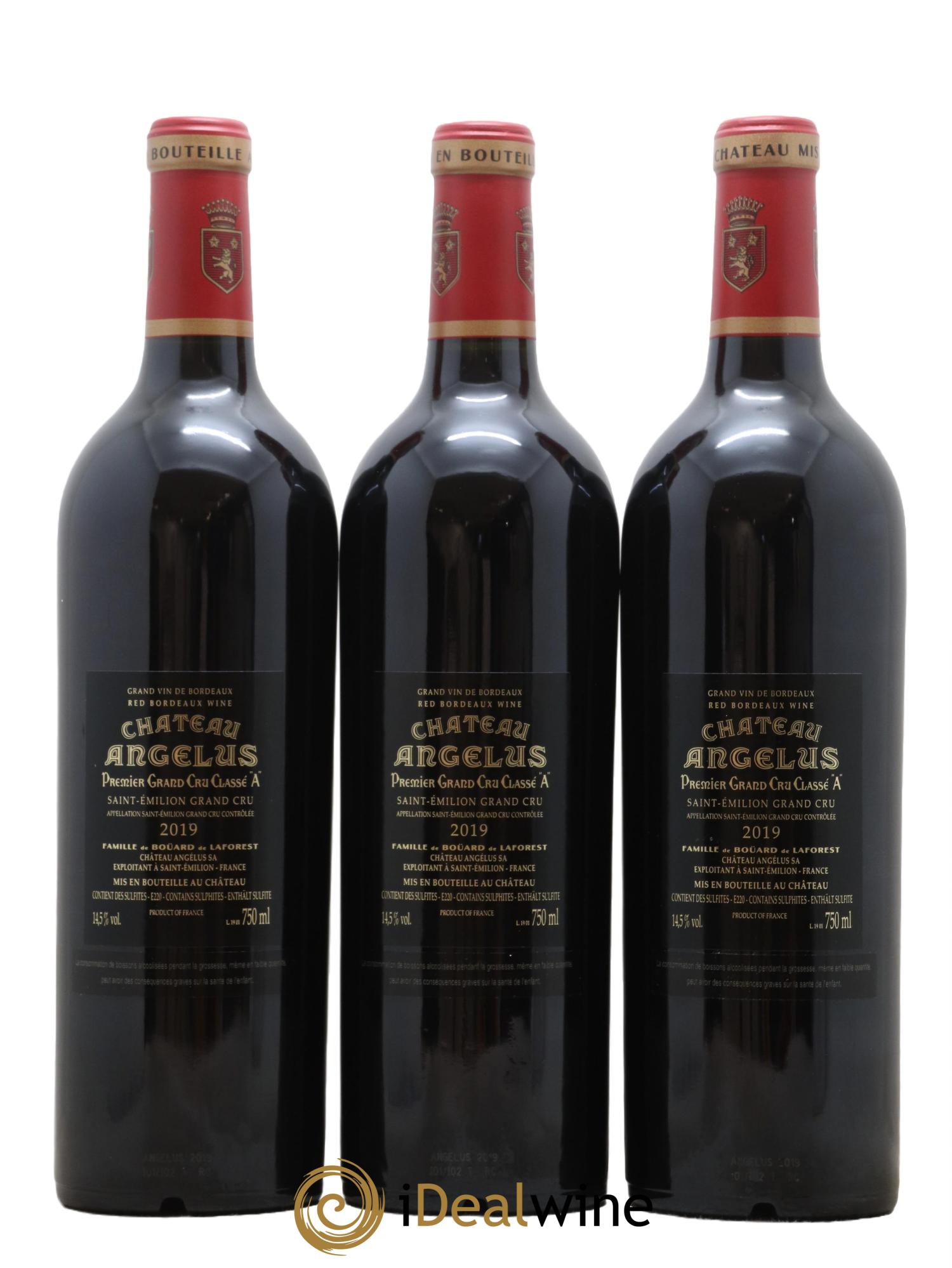Château Angélus 1er Grand Cru Classé A 2019 - Lot de 3 bouteilles - 1