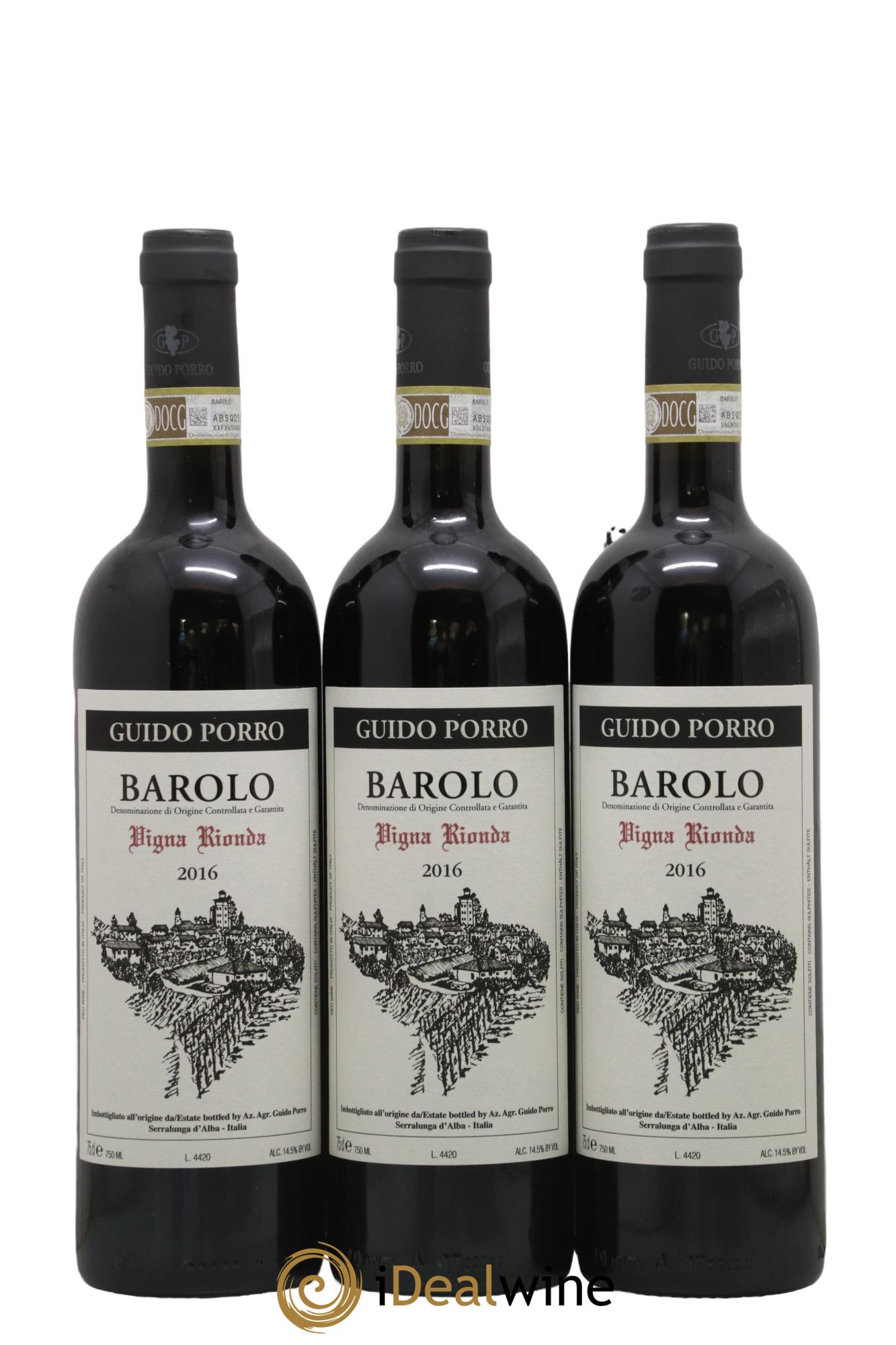 Barolo DOCG Vigna Rionda Guido Porro 2016 - Lot de 3 bouteilles - 0