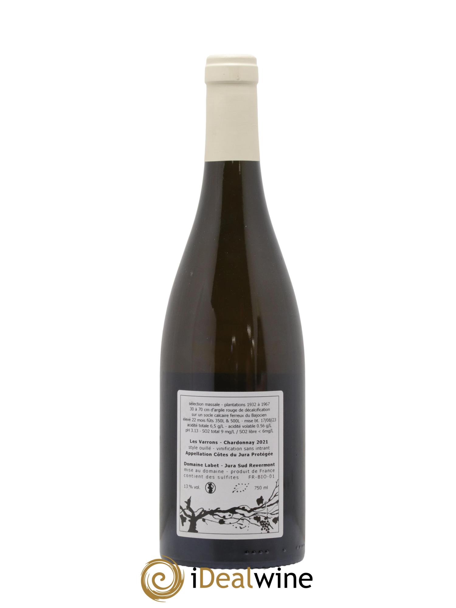 Côtes du Jura Chardonnay Les Varrons Romain - Julien - Charline Labet 2021 - Lot de 1 bouteille - 1
