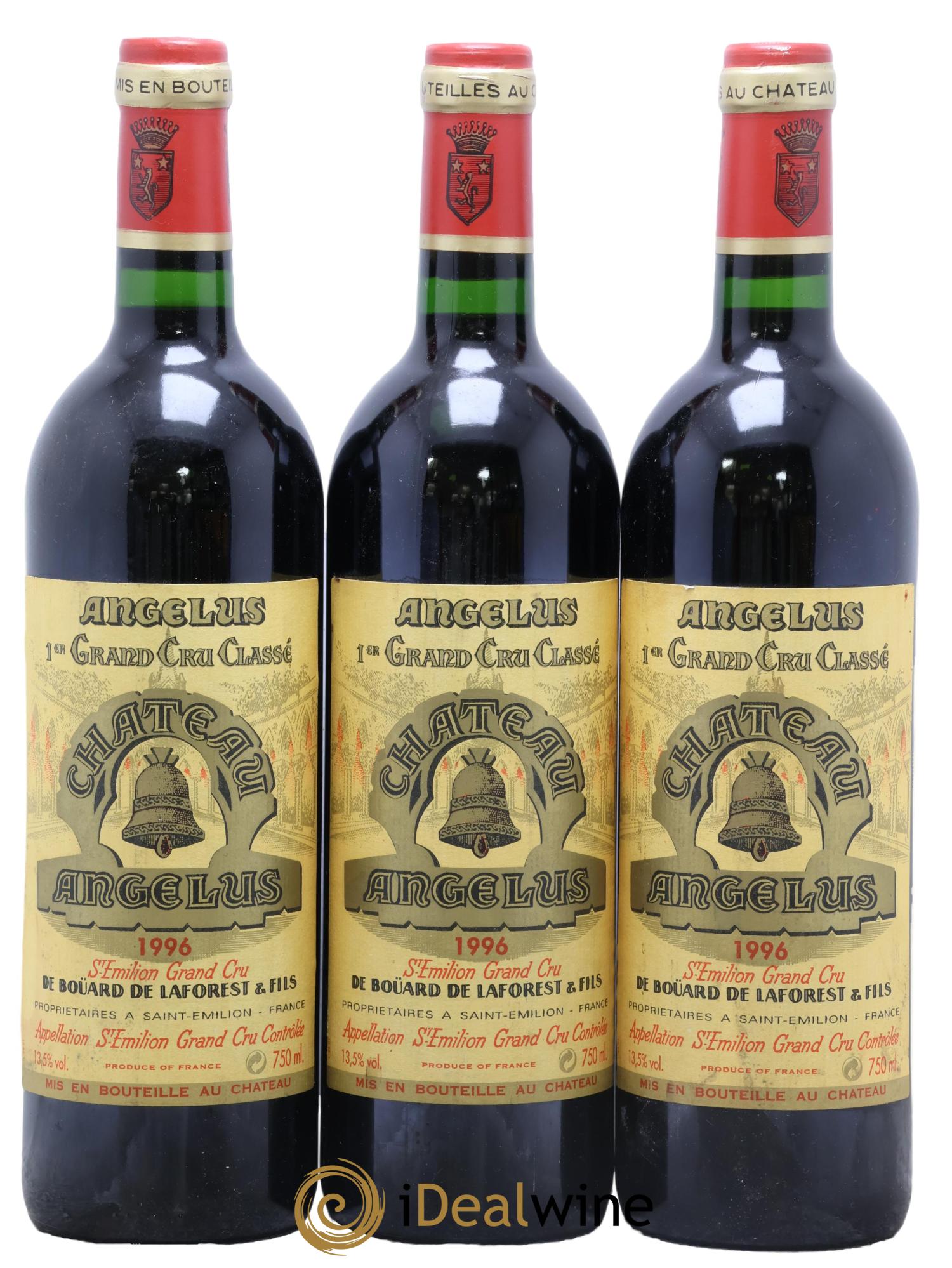 Château Angélus 1er Grand Cru Classé A 1996 - Lot de 3 bouteilles - 0