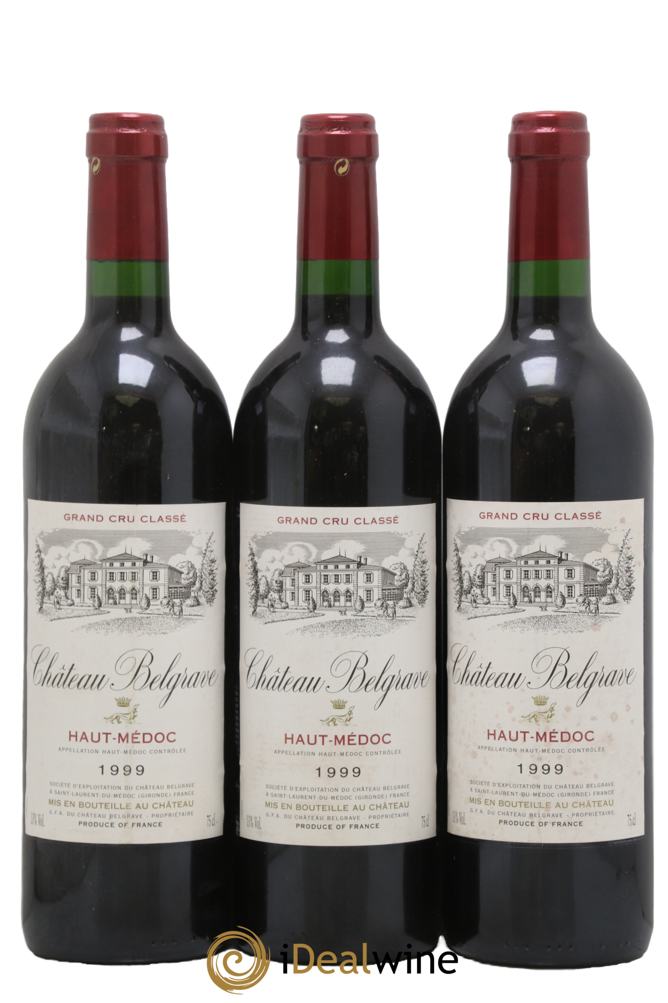 Château Belgrave 5ème Grand Cru Classé 1999 - Lot de 3 bouteilles - 0