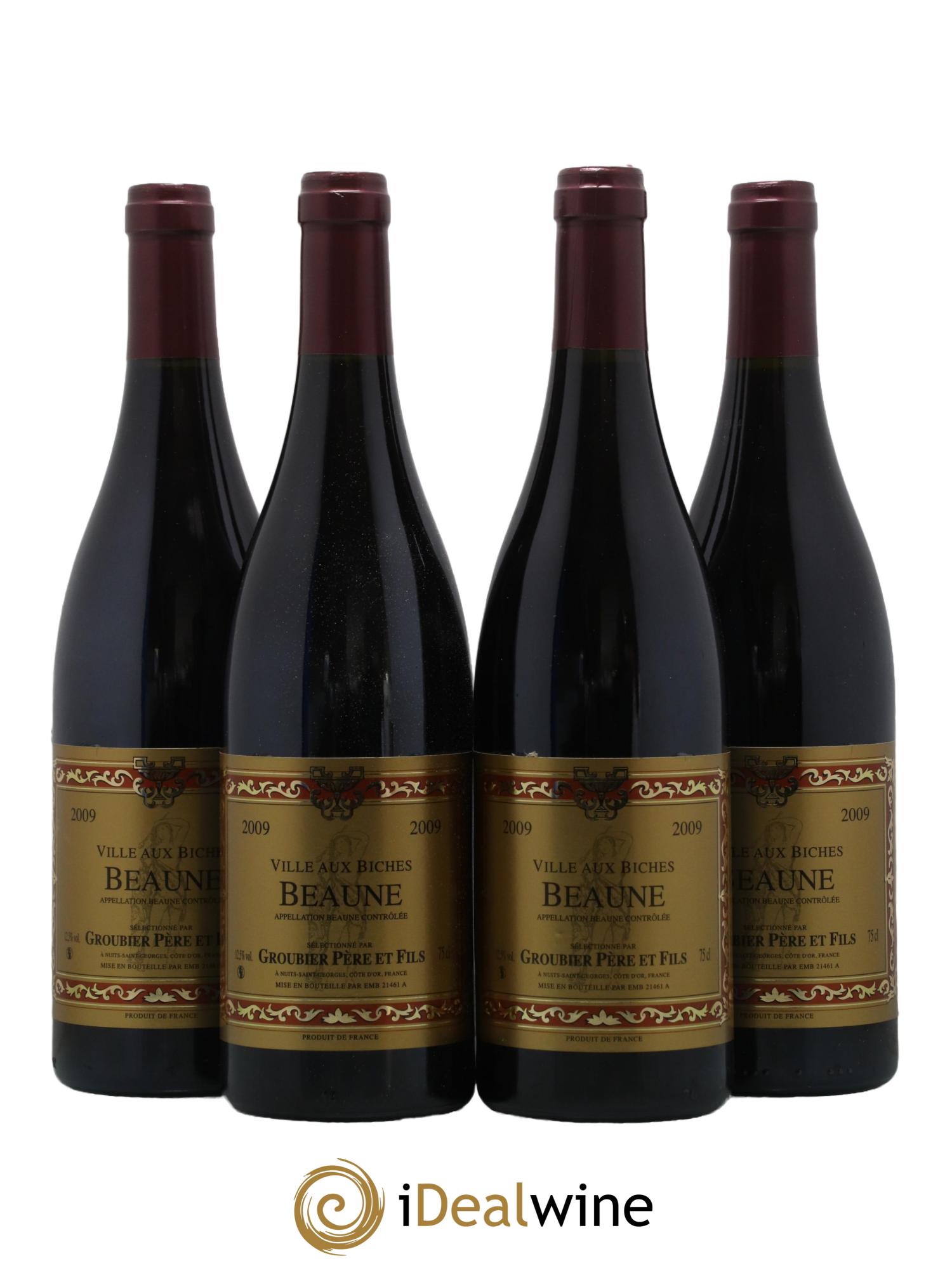 Beaune Ville Aux Biches Groubier 2009 - Lot de 4 bouteilles - 0